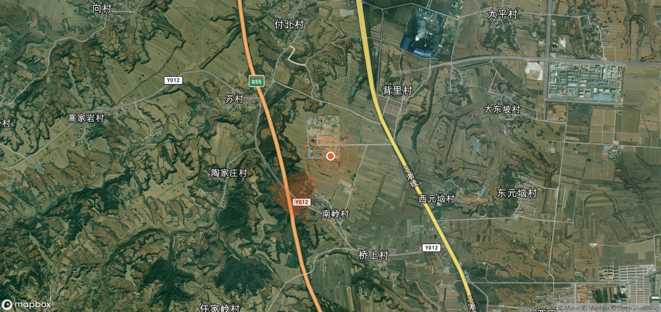 Mapa satelital de plumas de metano en China