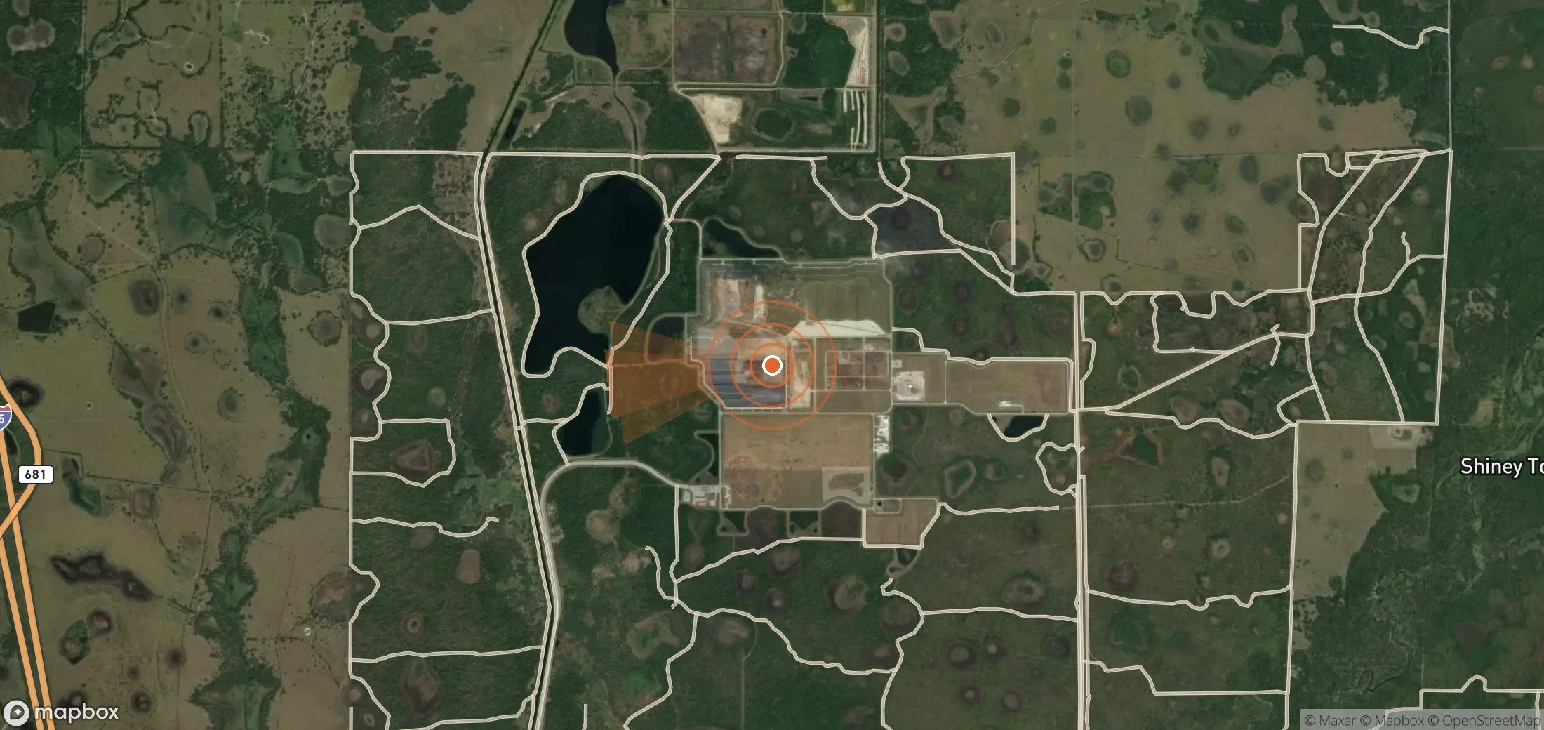 Satellite map of methane plume locations in United States