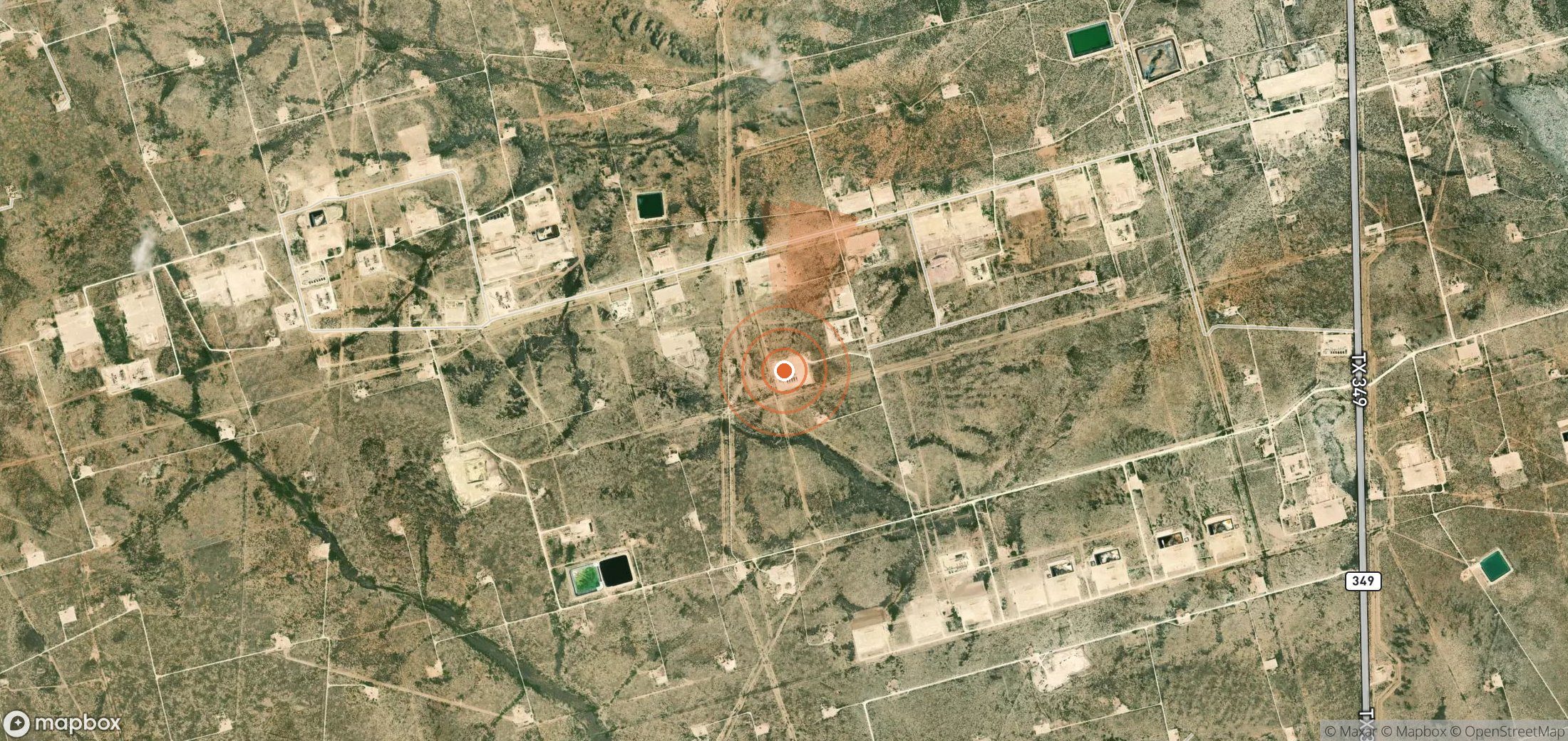 Satellite map of methane plume locations in United States