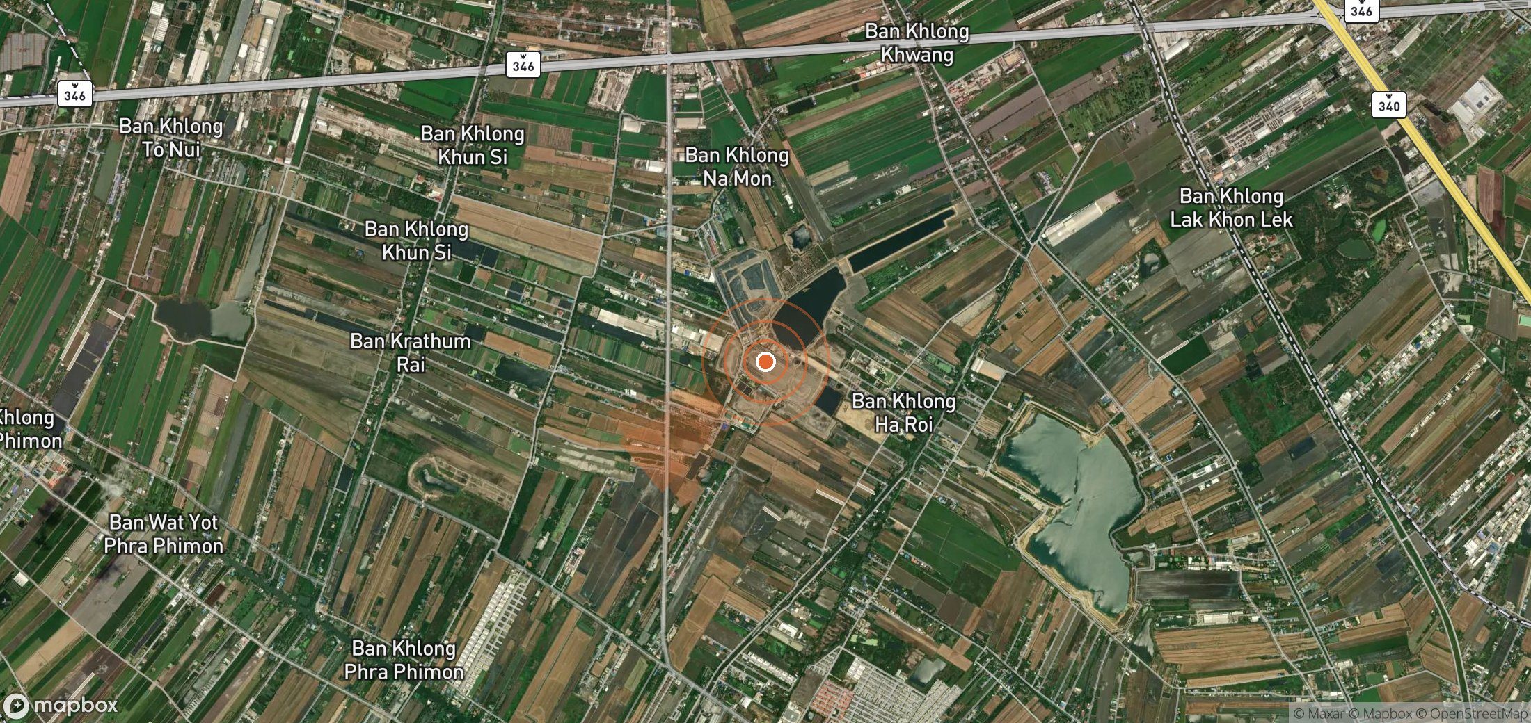 Satellite map of methane plume locations in Thailand