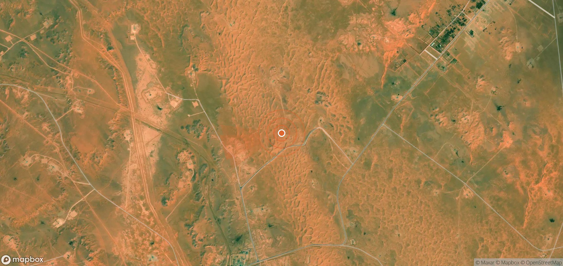 Satellite map of methane plume locations in Algeria