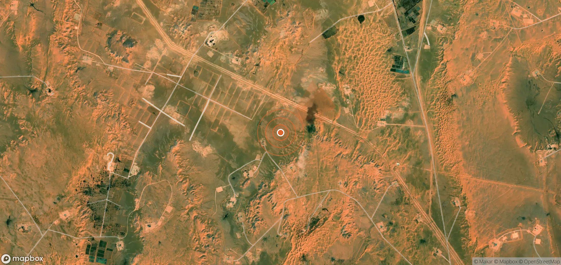 Mapa satelital de plumas de metano en Argelia