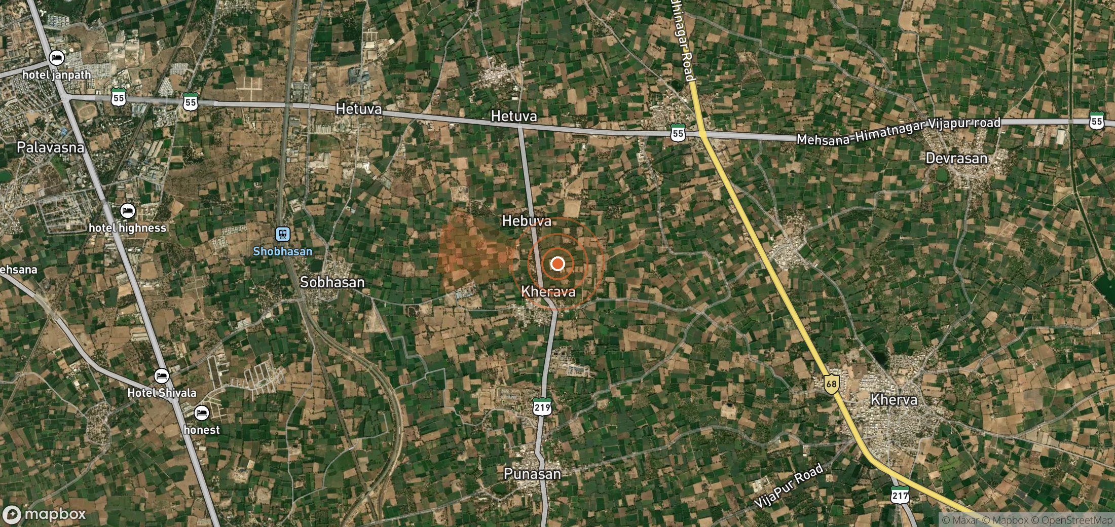 Satellite map of methane plume locations in India