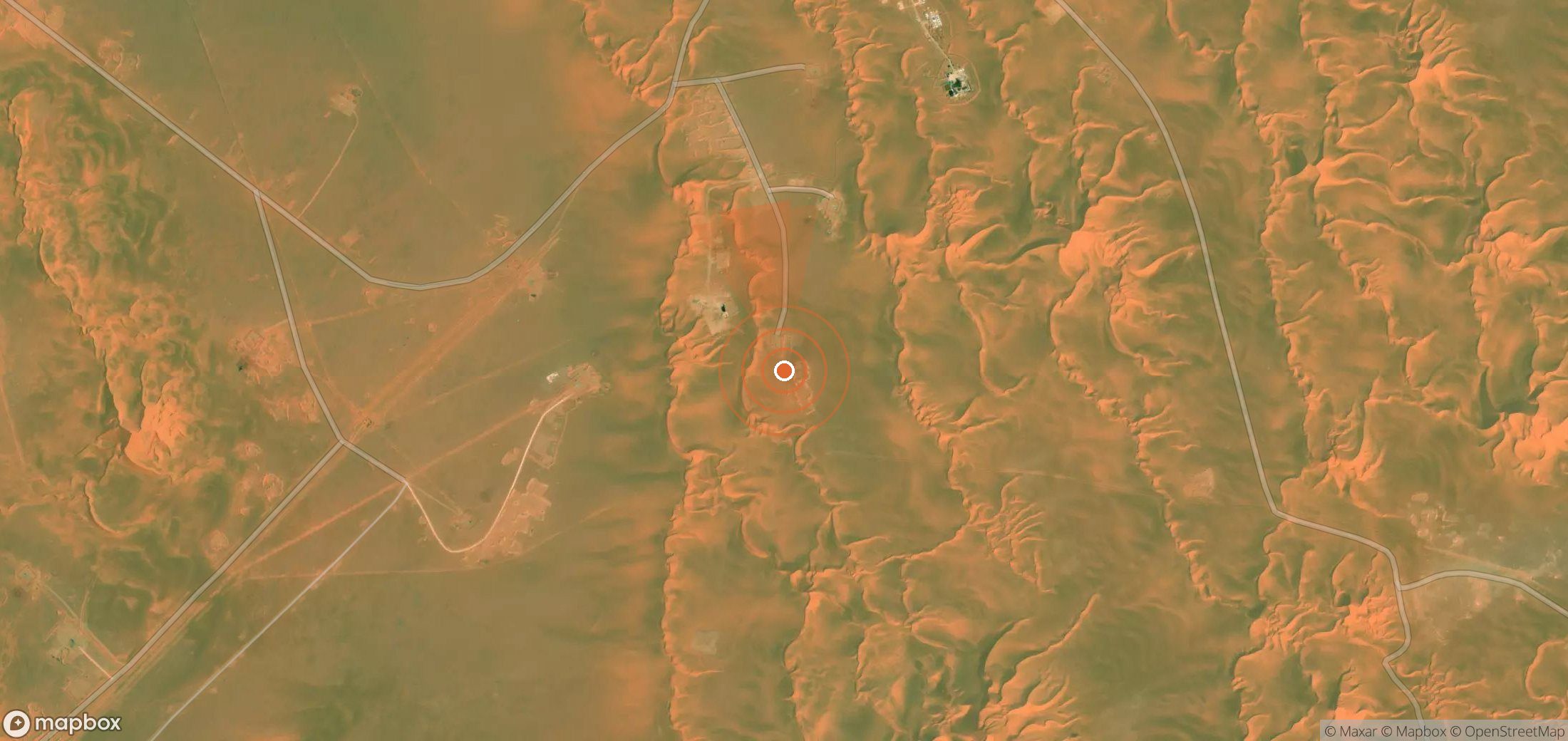 Satellite map of methane plume locations in Algeria