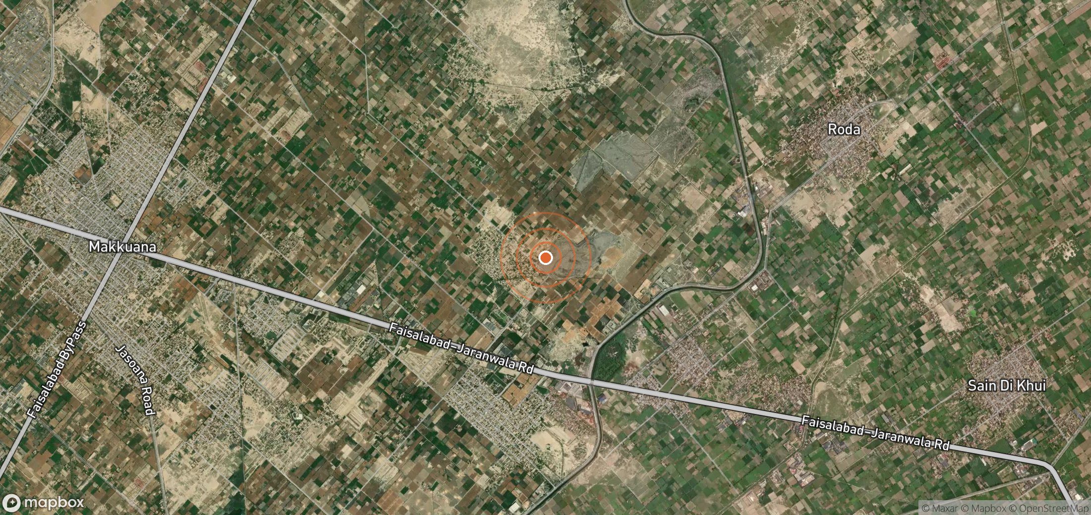 Satellite map of methane plume locations in Pakistan