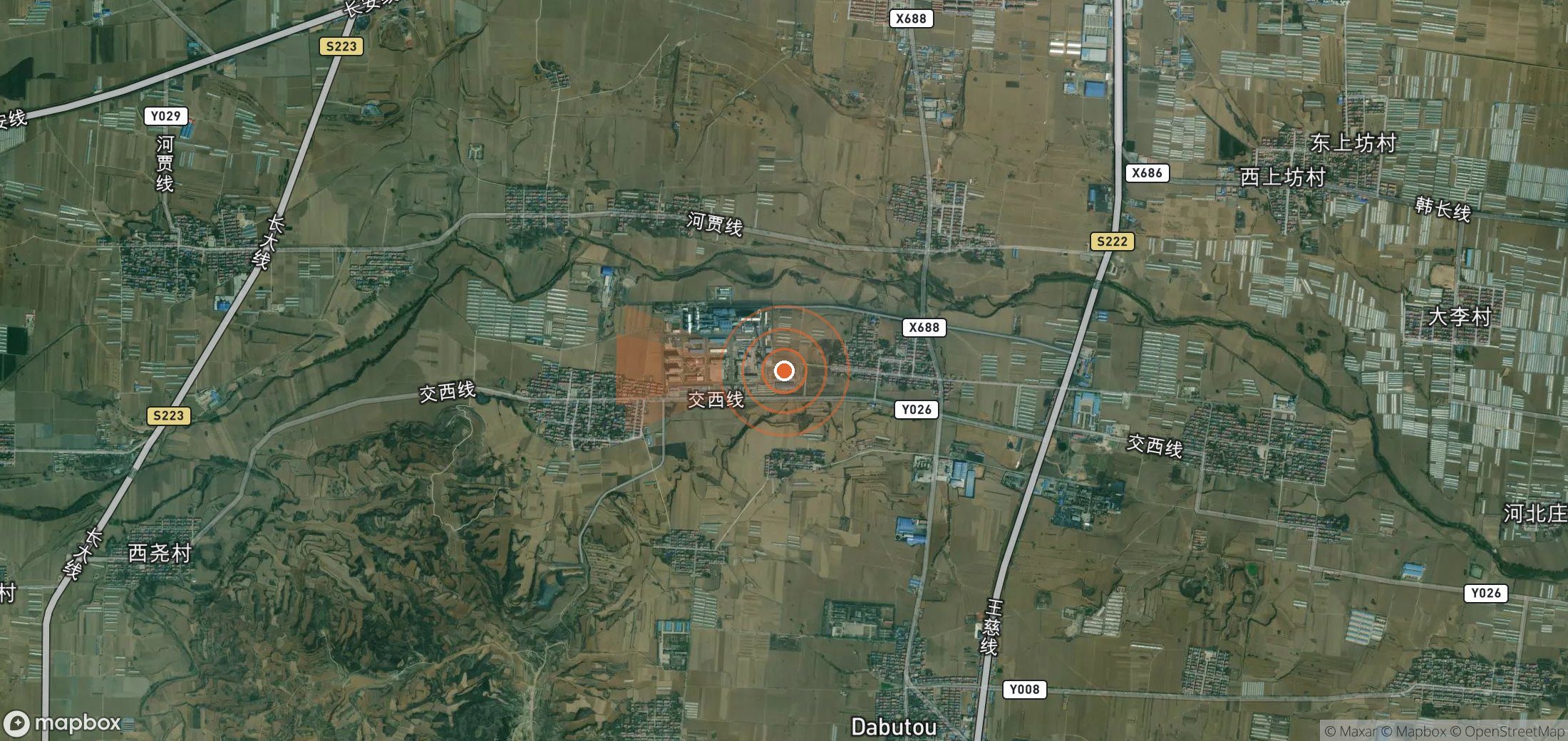 Satellite map of methane plume locations in China