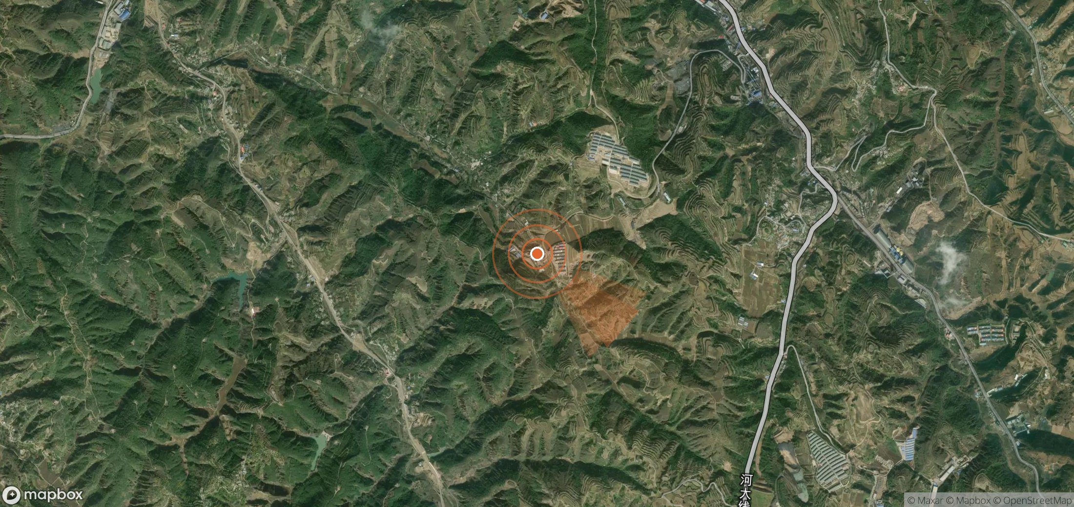Satellite map of methane plume locations in China