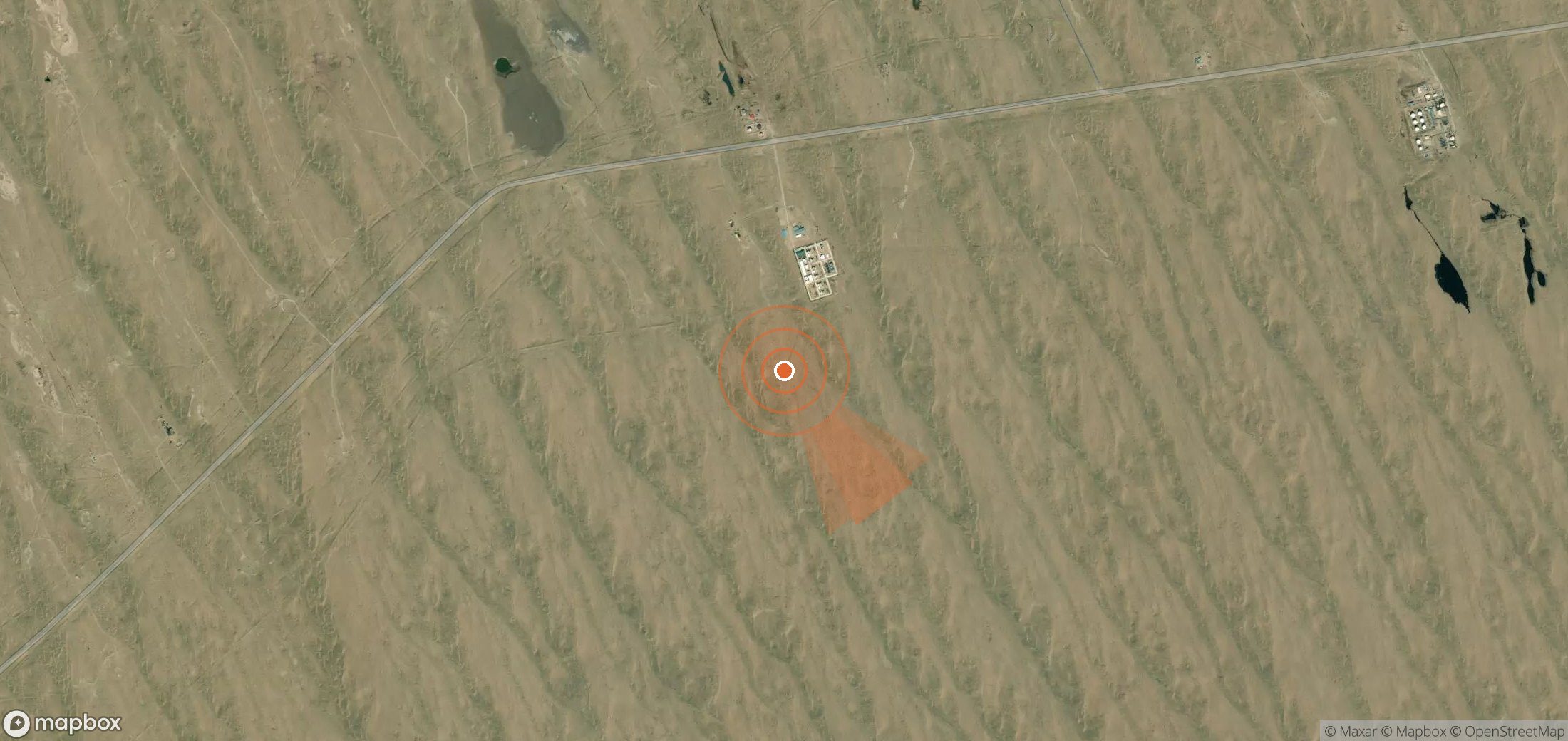 Satellite map of methane plume locations in Turkmenistan