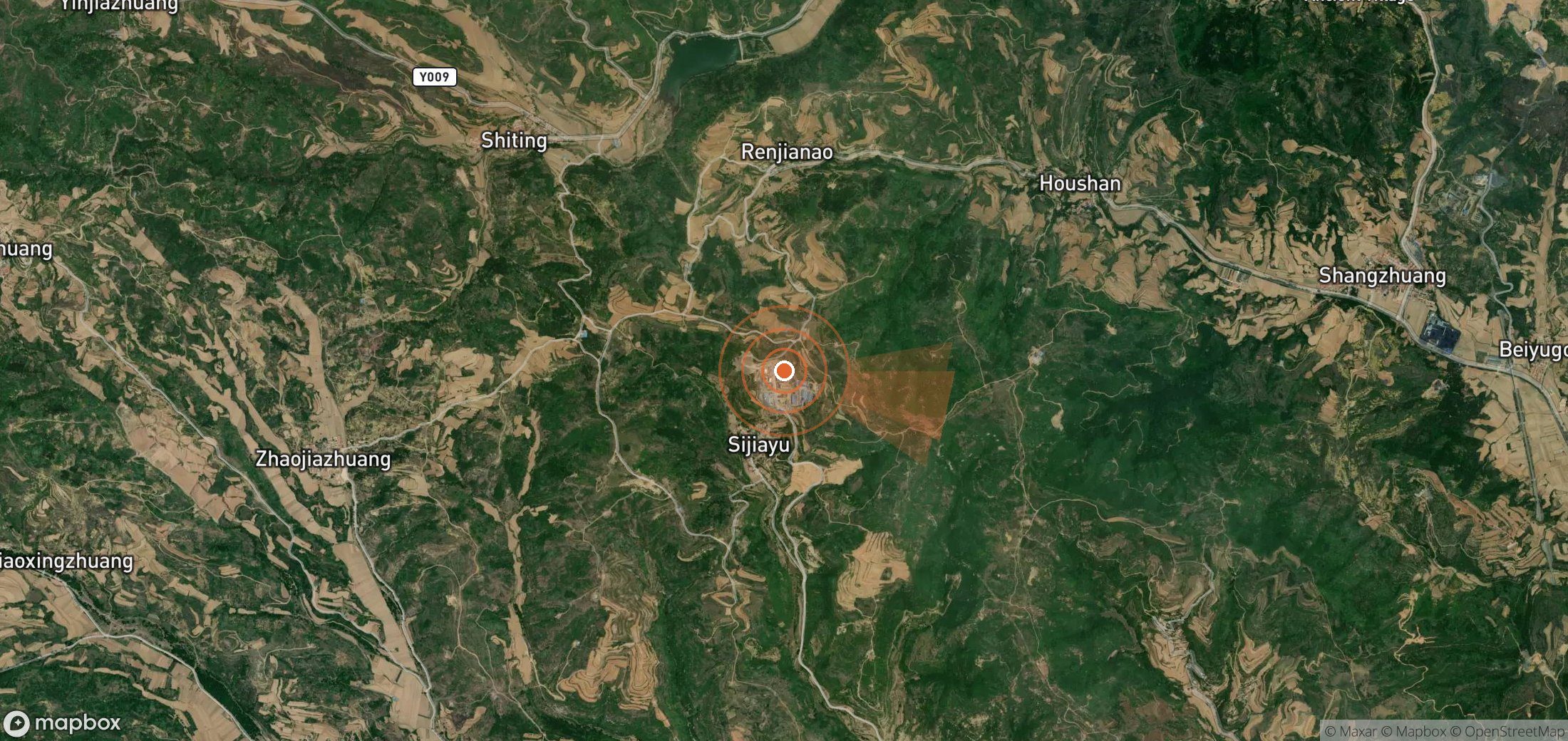 Satellite map of methane plume locations in China