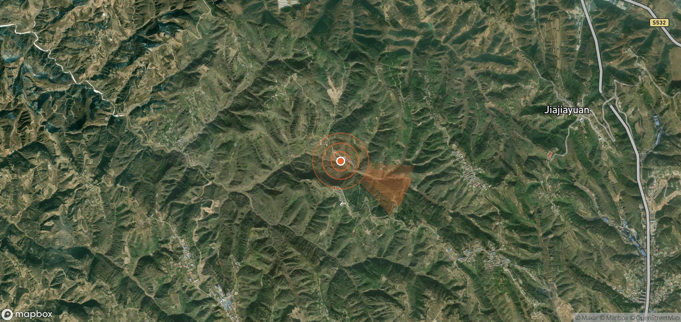 Satellite map of methane plume locations in China