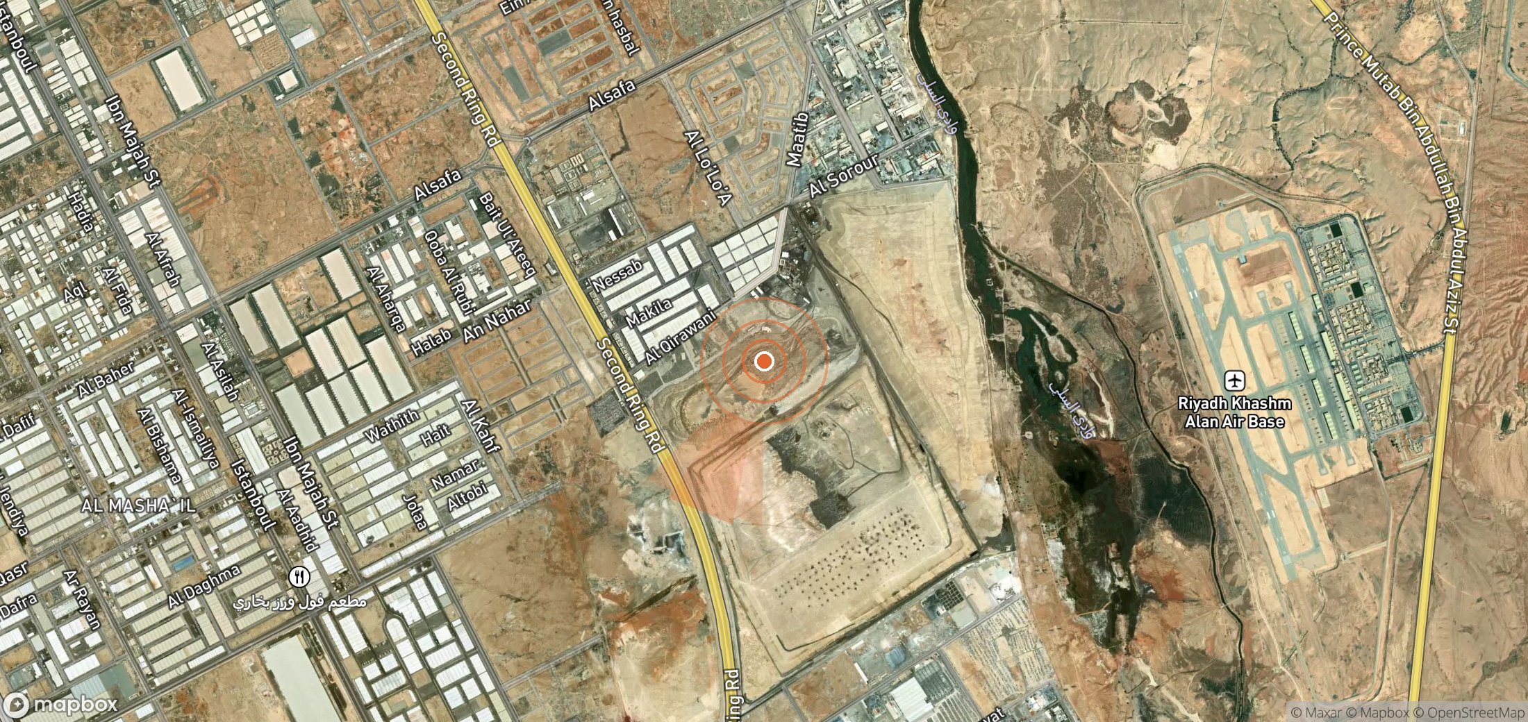 Satellite map of methane plume locations in Saudi Arabia