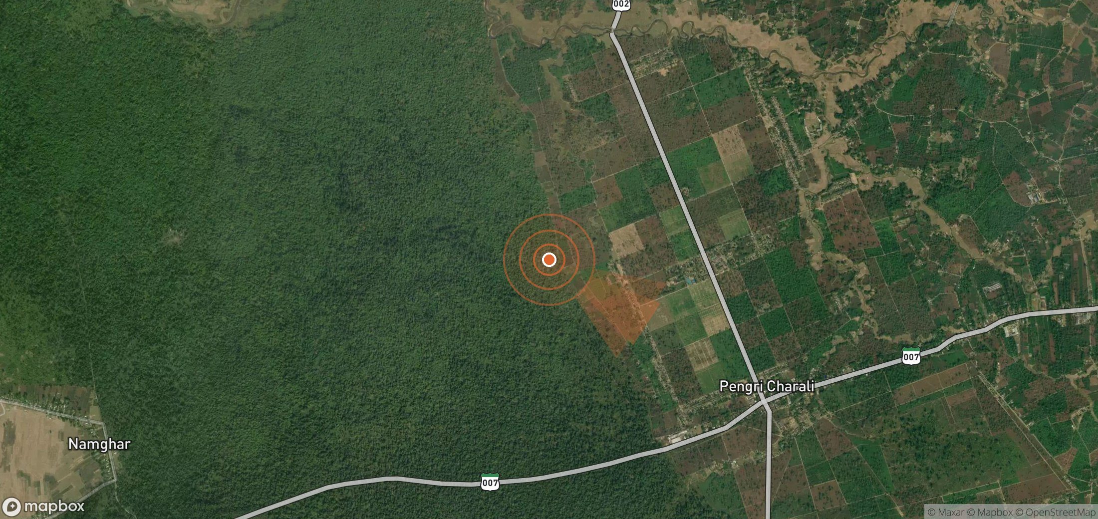 Satellite map of methane plume locations in India