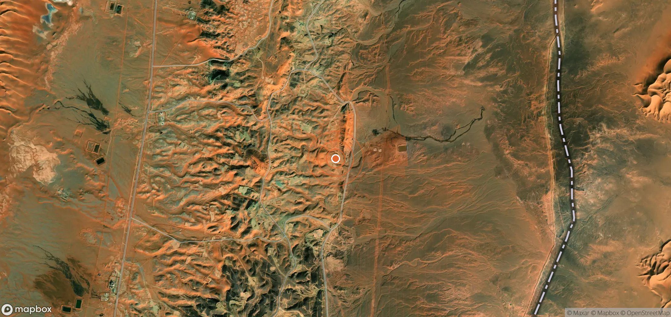 Satellite map of methane plume locations in Algeria