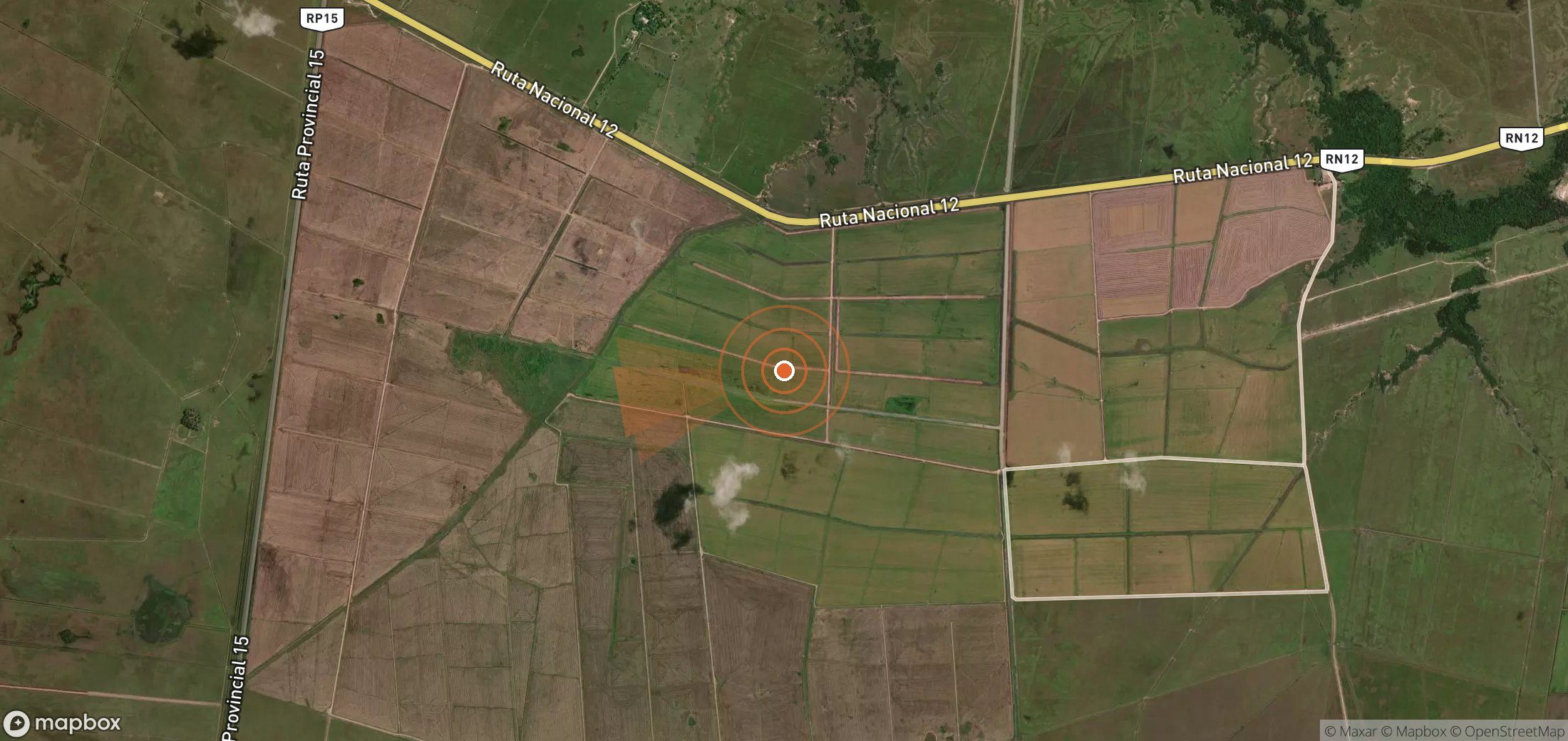 Satellite map of methane plume locations in Argentina