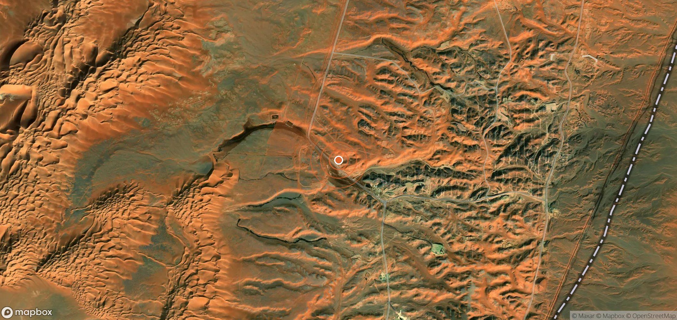 Mapa satelital de plumas de metano en Argelia