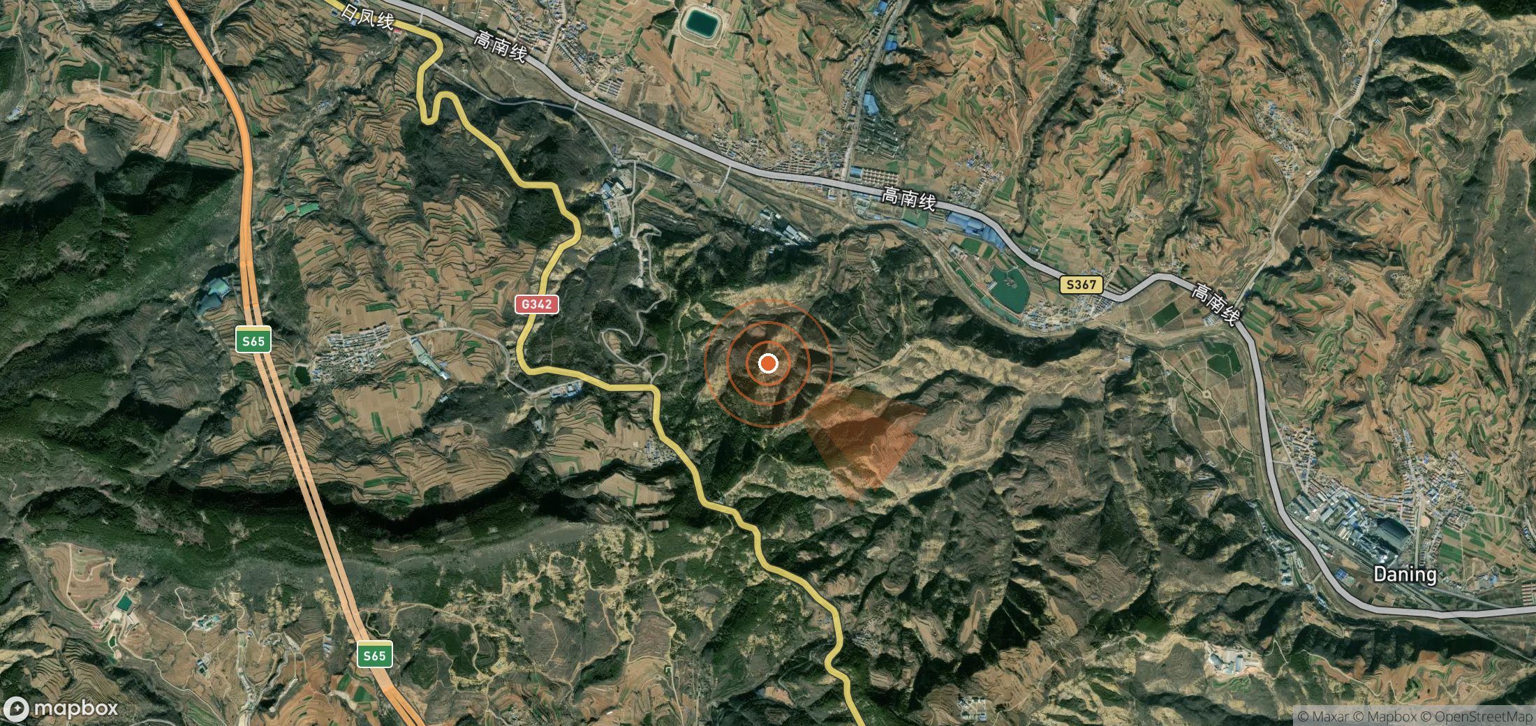 Mapa satelital de plumas de metano en China