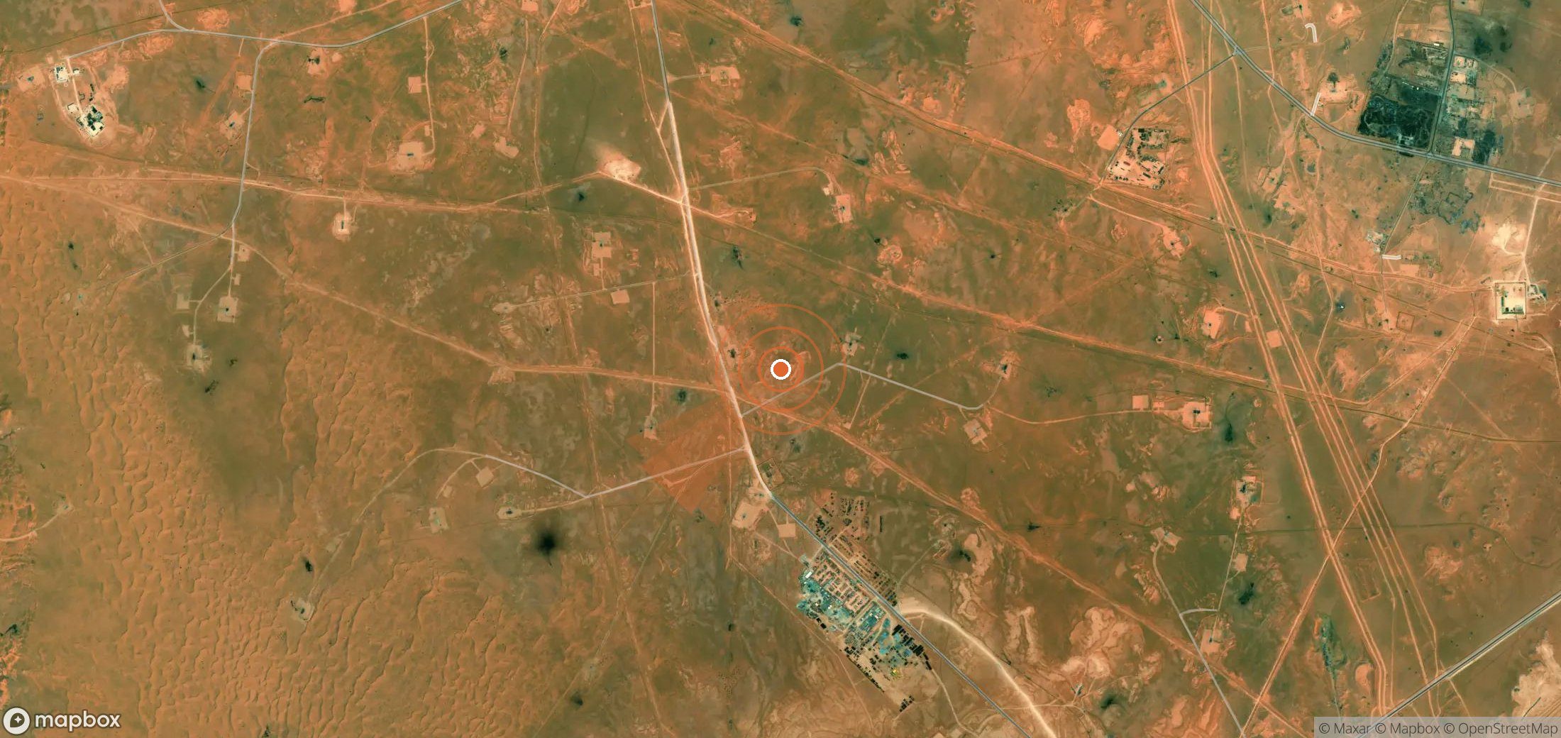 Mapa satelital de plumas de metano en Argelia