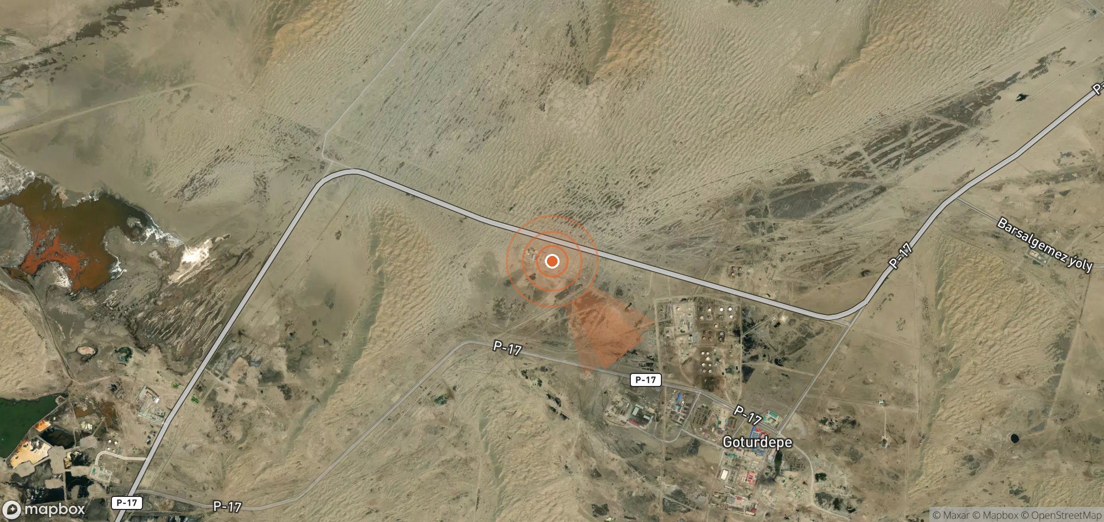 Mapa satelital de plumas de metano en Turkmenistán