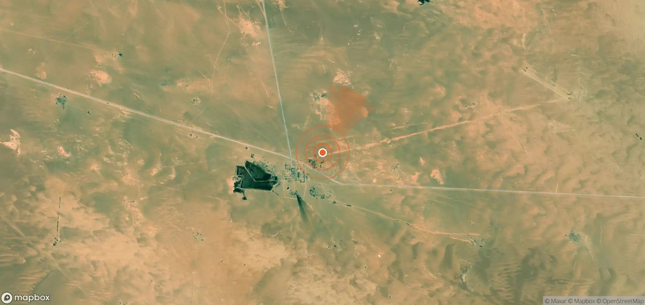 Satellite map of methane plume locations in Libya
