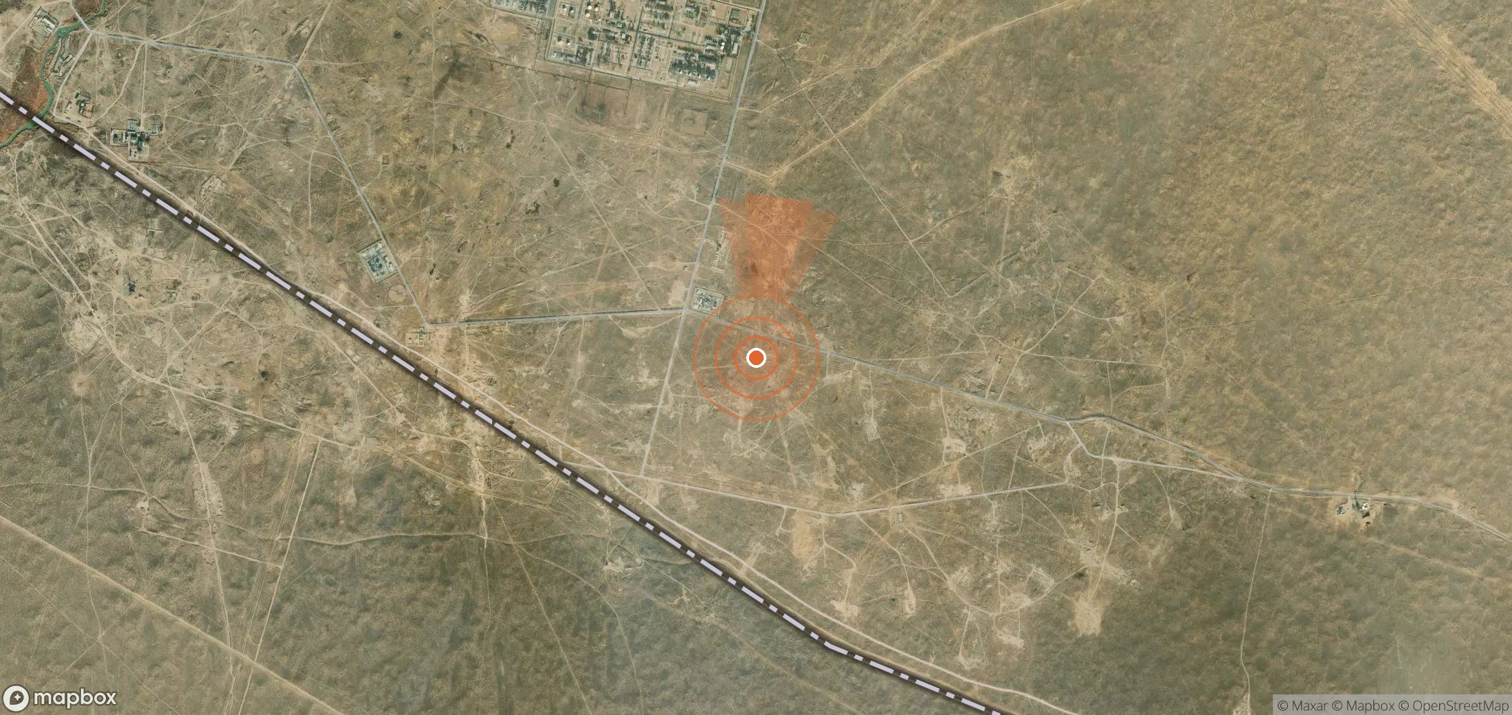 Satellite map of methane plume locations in Uzbekistan