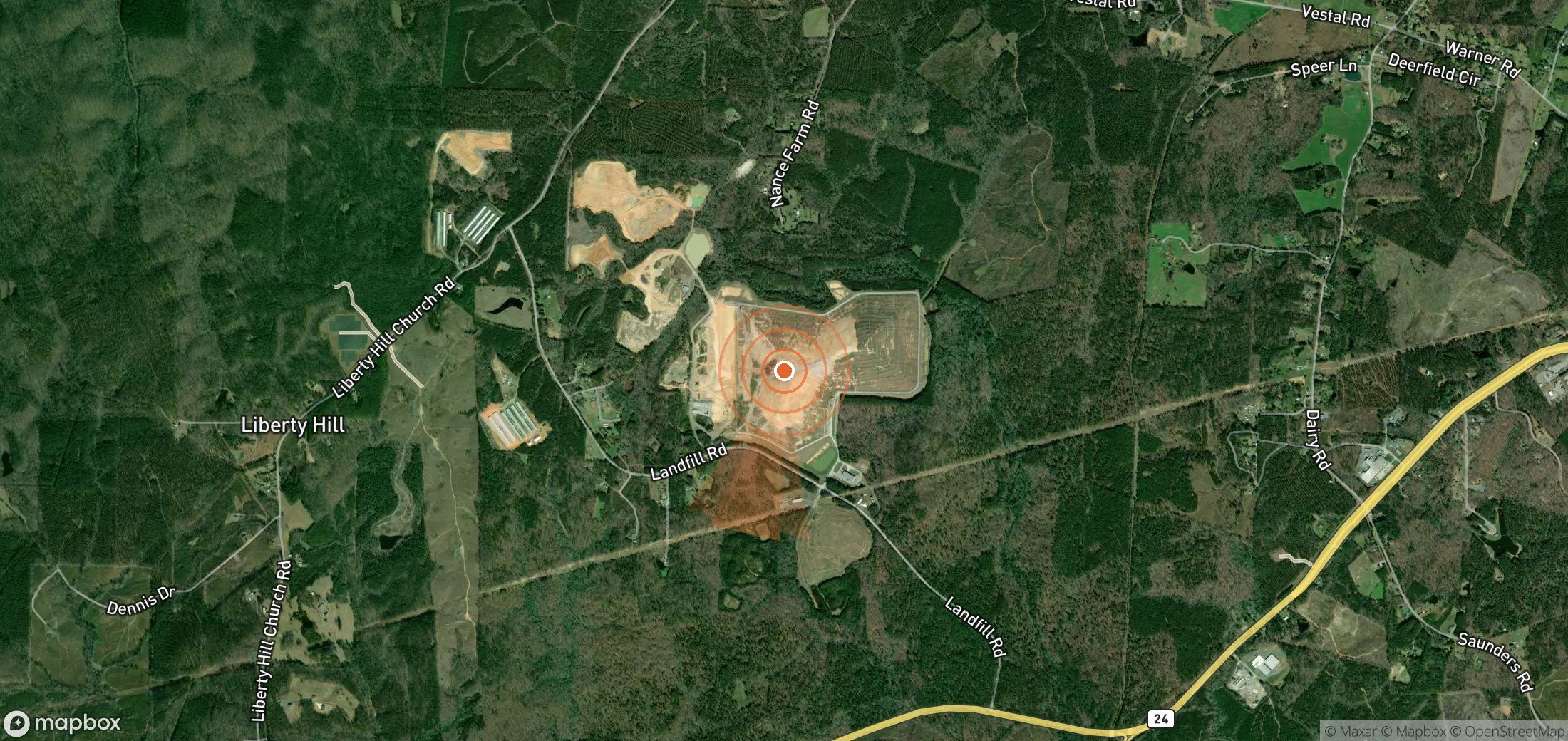 Satellite map of methane plume locations in United States