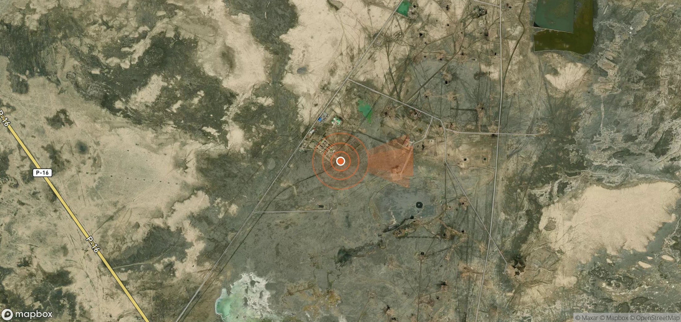 Satellite map of methane plume locations in Turkmenistan
