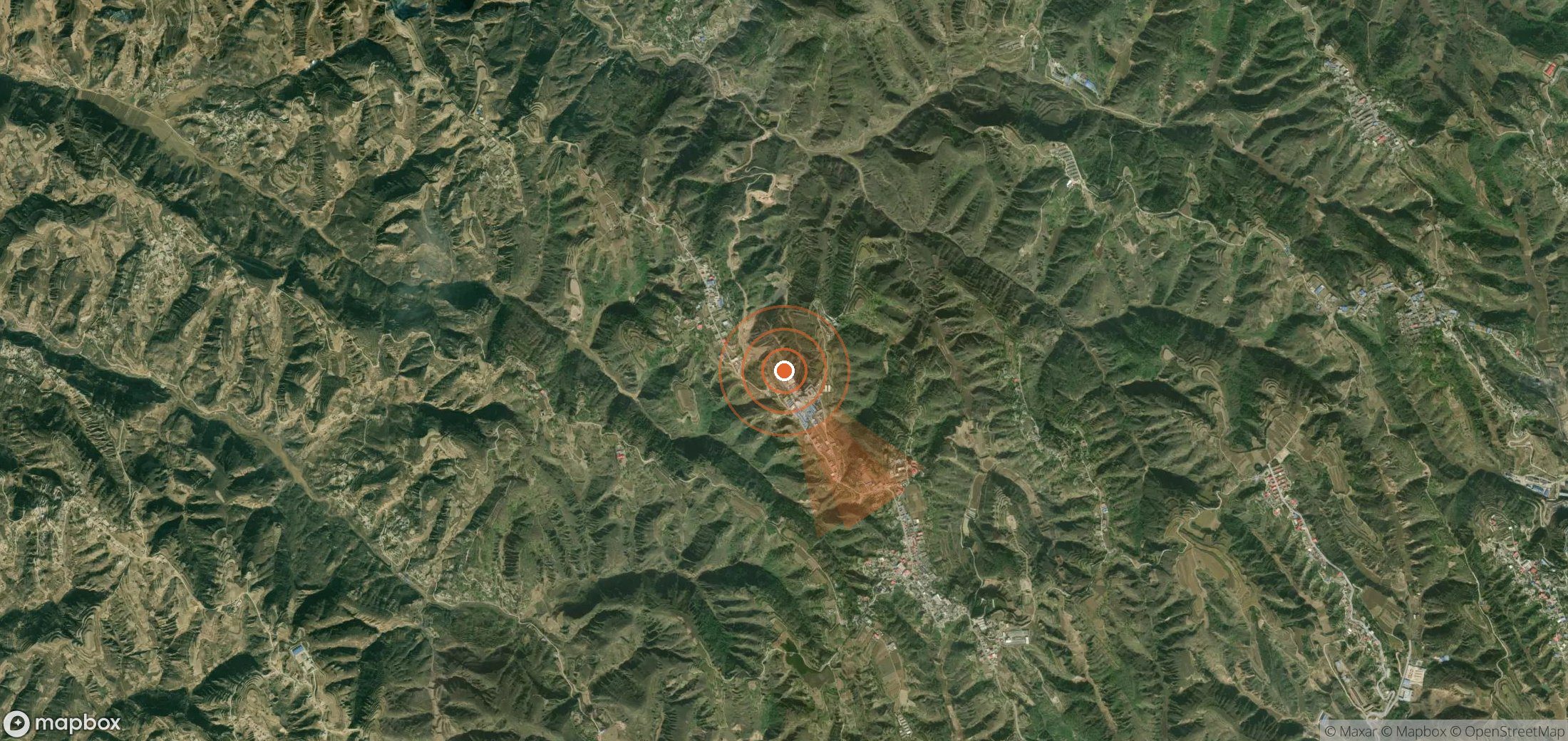Mapa satelital de plumas de metano en China