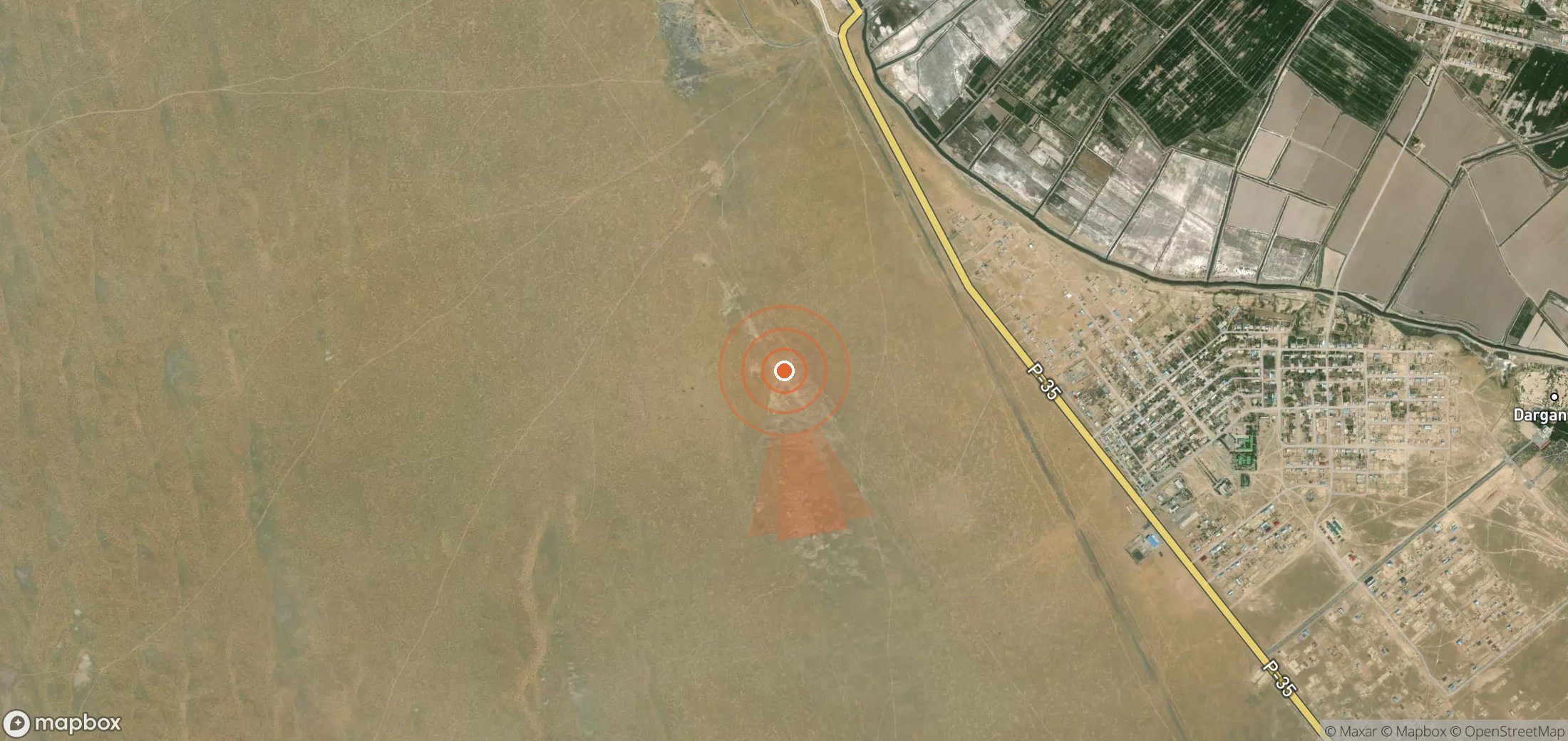 Mapa satelital de plumas de metano en Turkmenistán