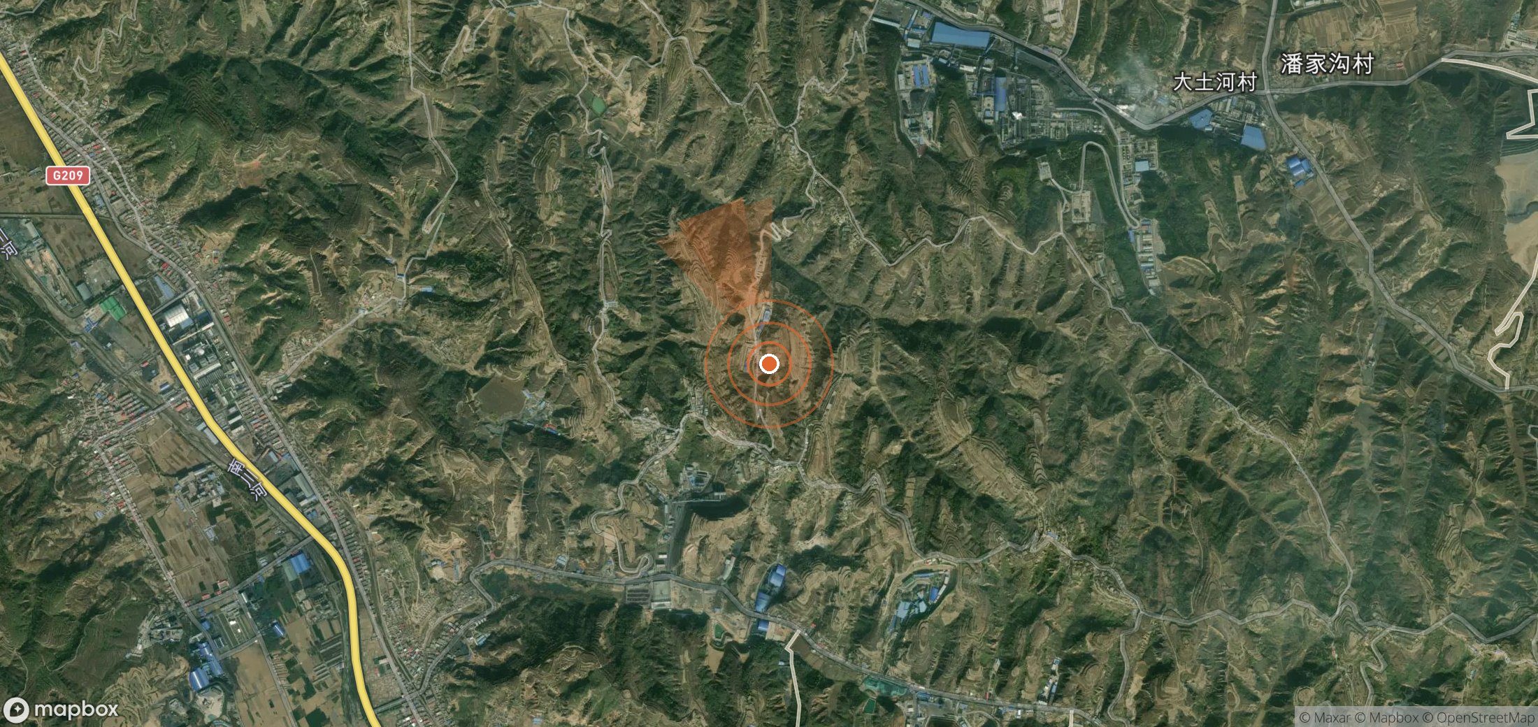 Satellite map of methane plume locations in China