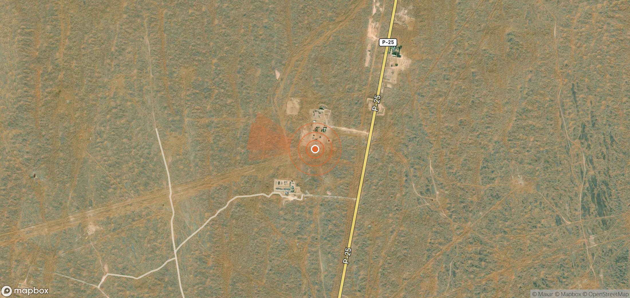 Satellite map of methane plume locations in Turkmenistan