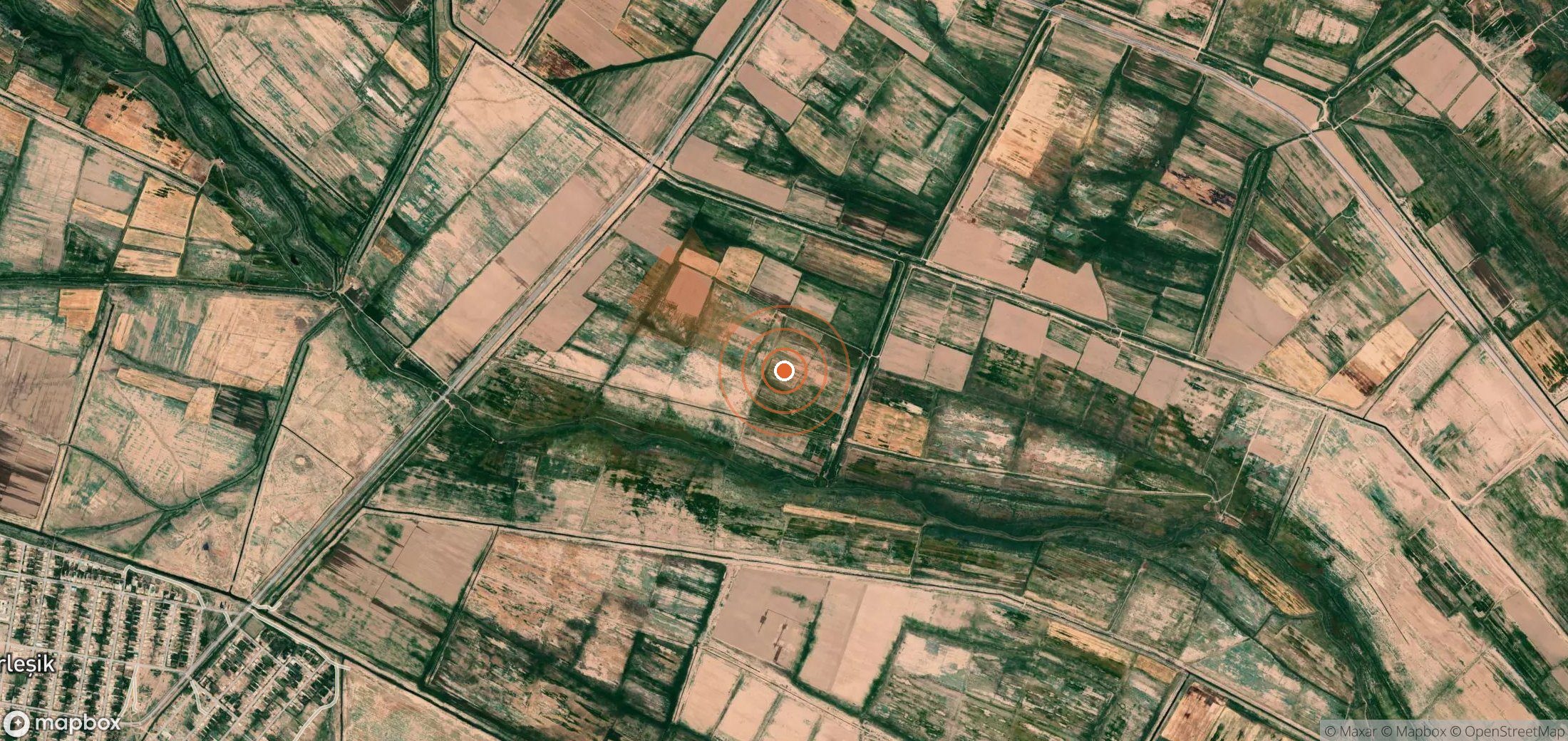 Satellite map of methane plume locations in Turkmenistan