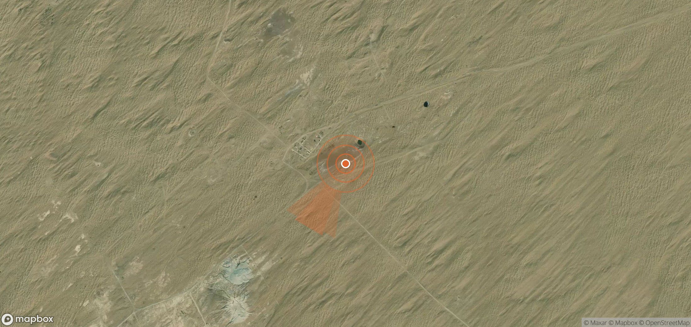 Satellite map of methane plume locations in Turkmenistan
