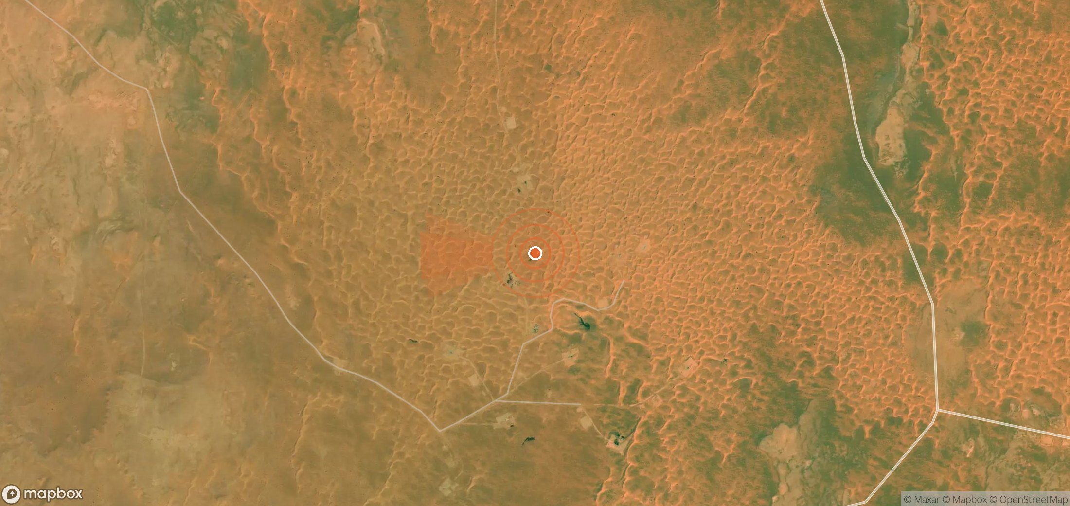 Mapa satelital de plumas de metano en Argelia