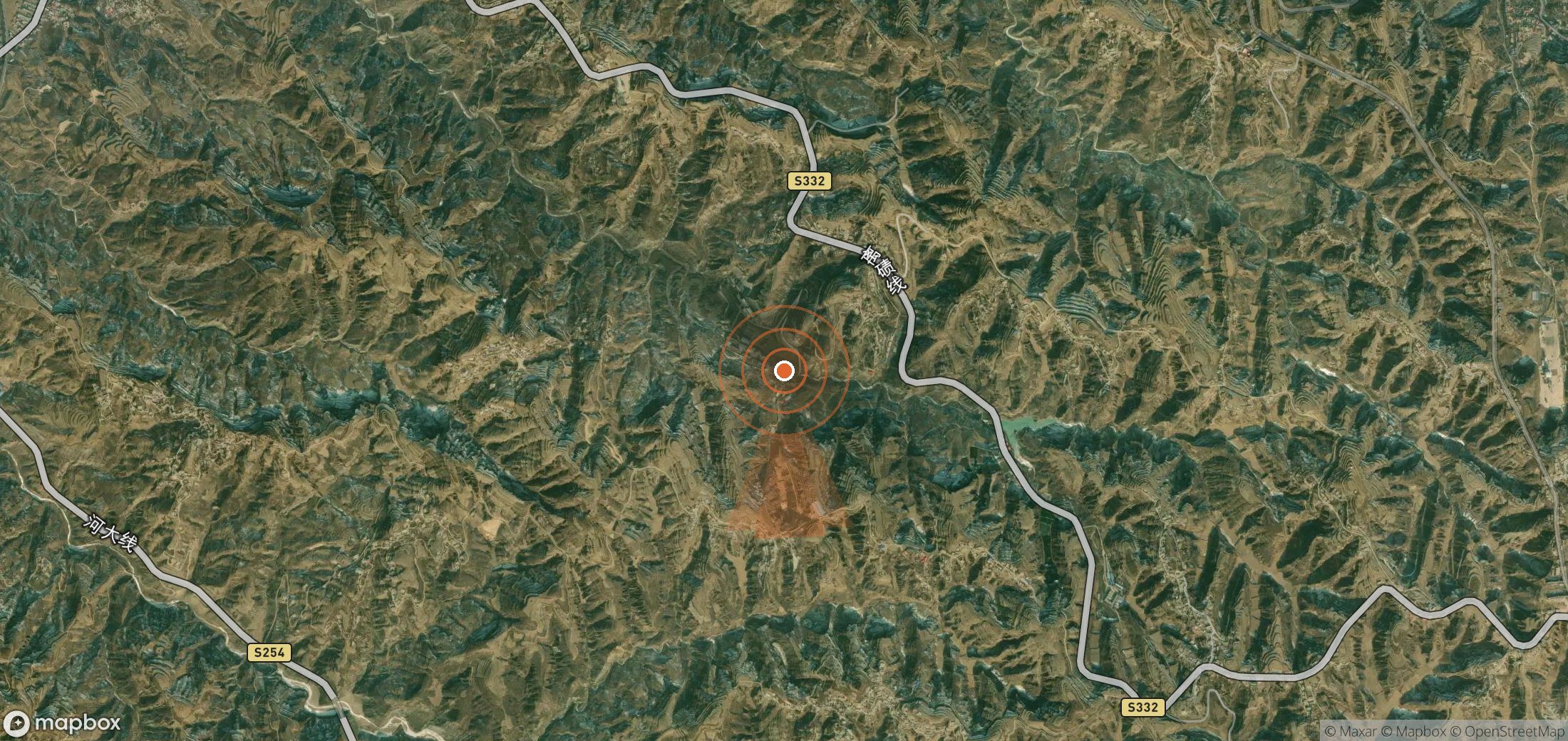 Satellite map of methane plume locations in China
