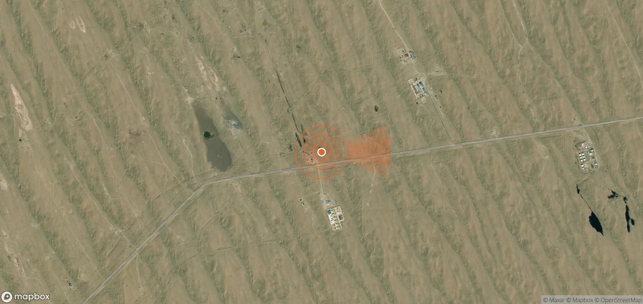 Mapa satelital de plumas de metano en Turkmenistán