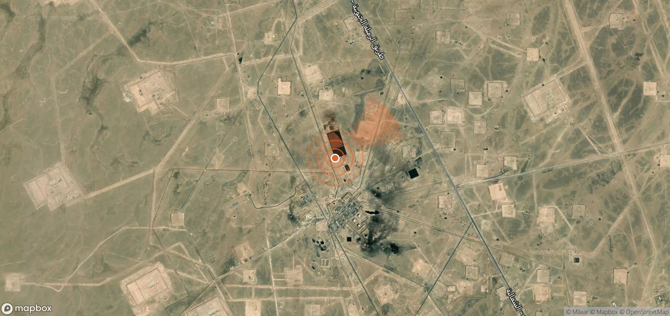 Satellite map of methane plume locations in Iraq