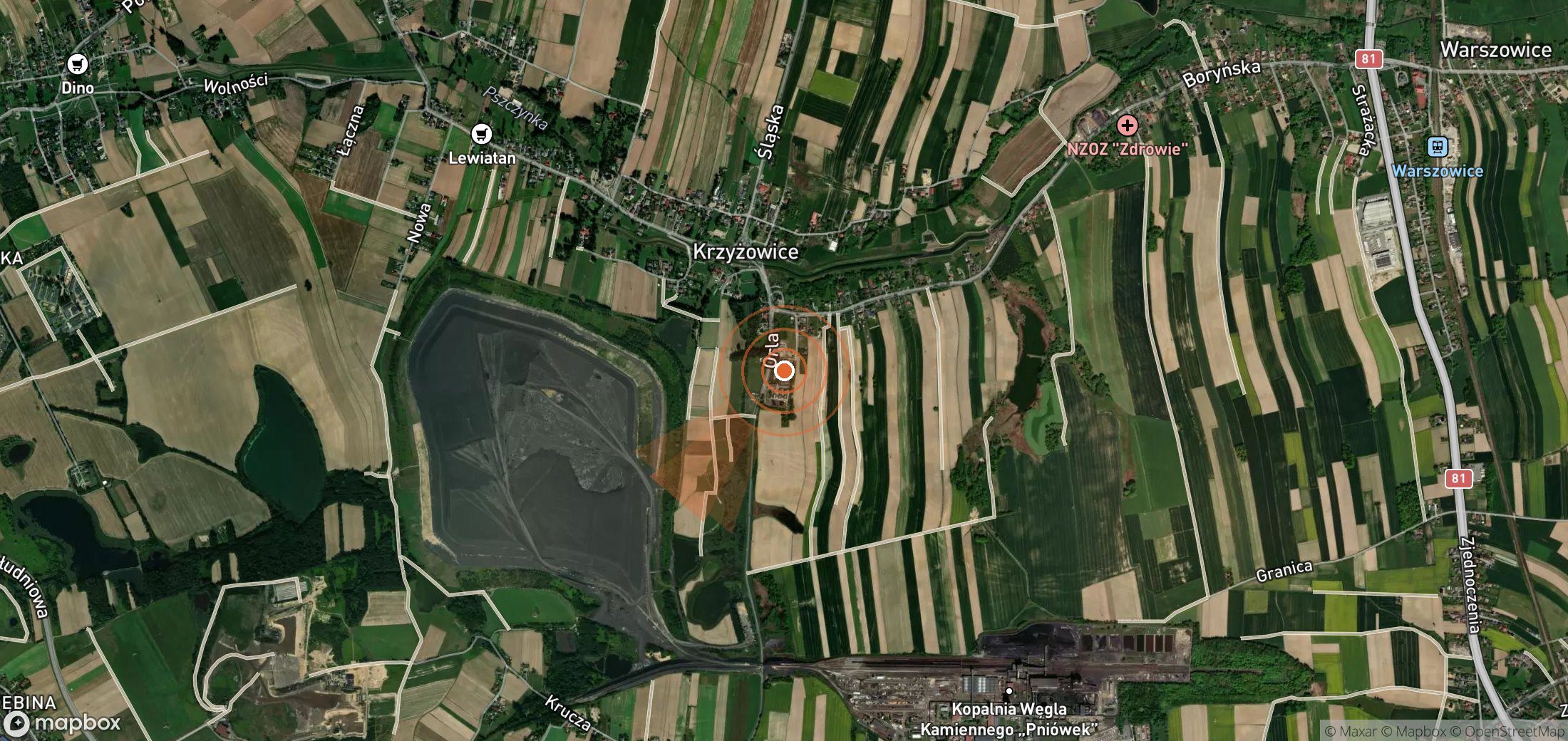 Mapa satelital de plumas de metano en Polonia