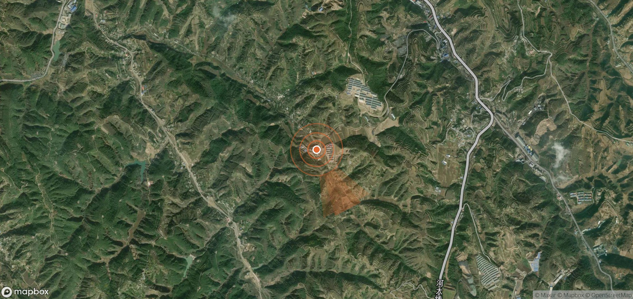 Satellite map of methane plume locations in China
