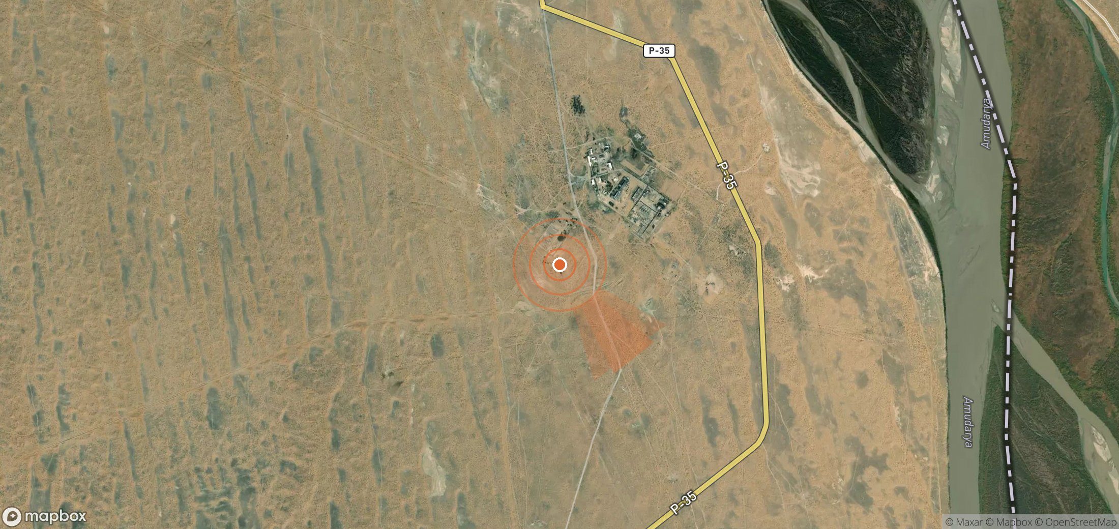 Mapa satelital de plumas de metano en Turkmenistán