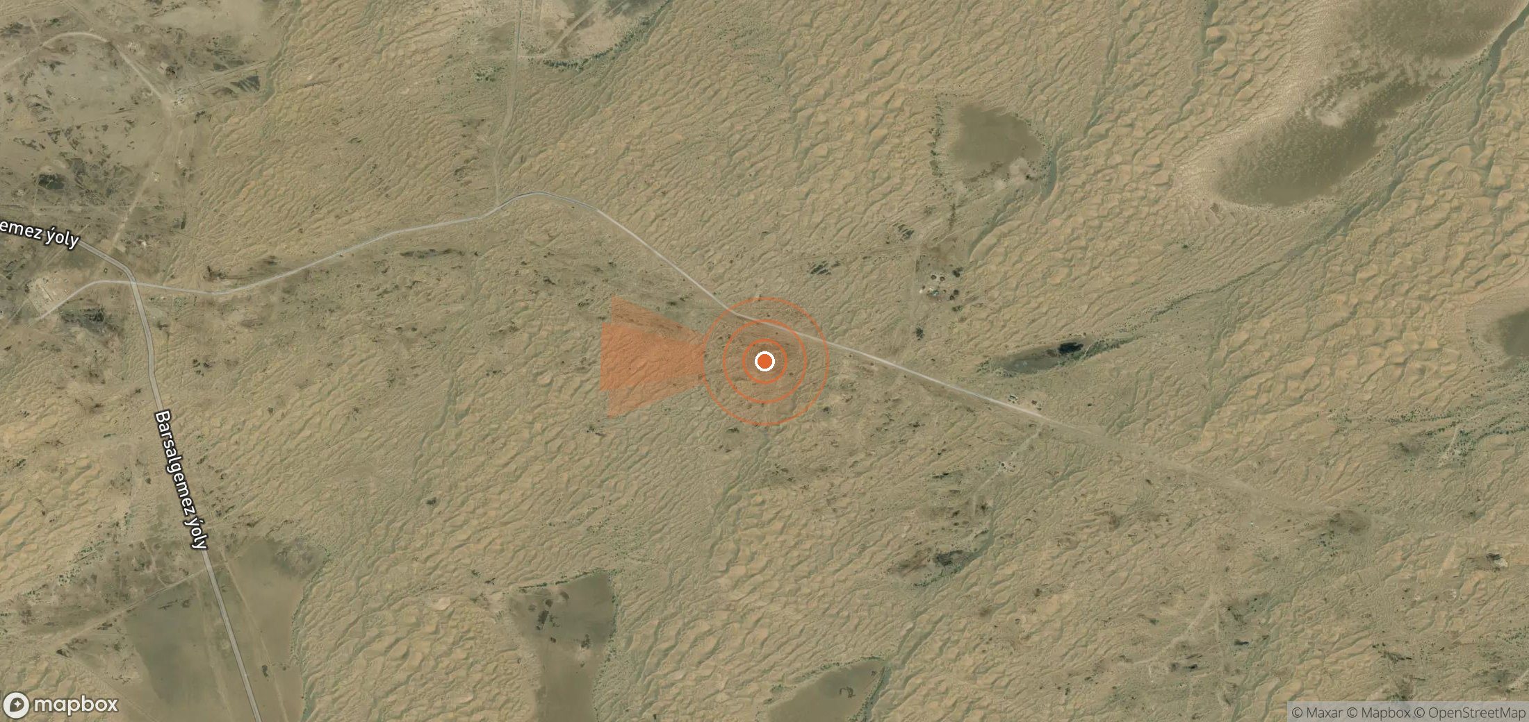 Satellite map of methane plume locations in Turkmenistan
