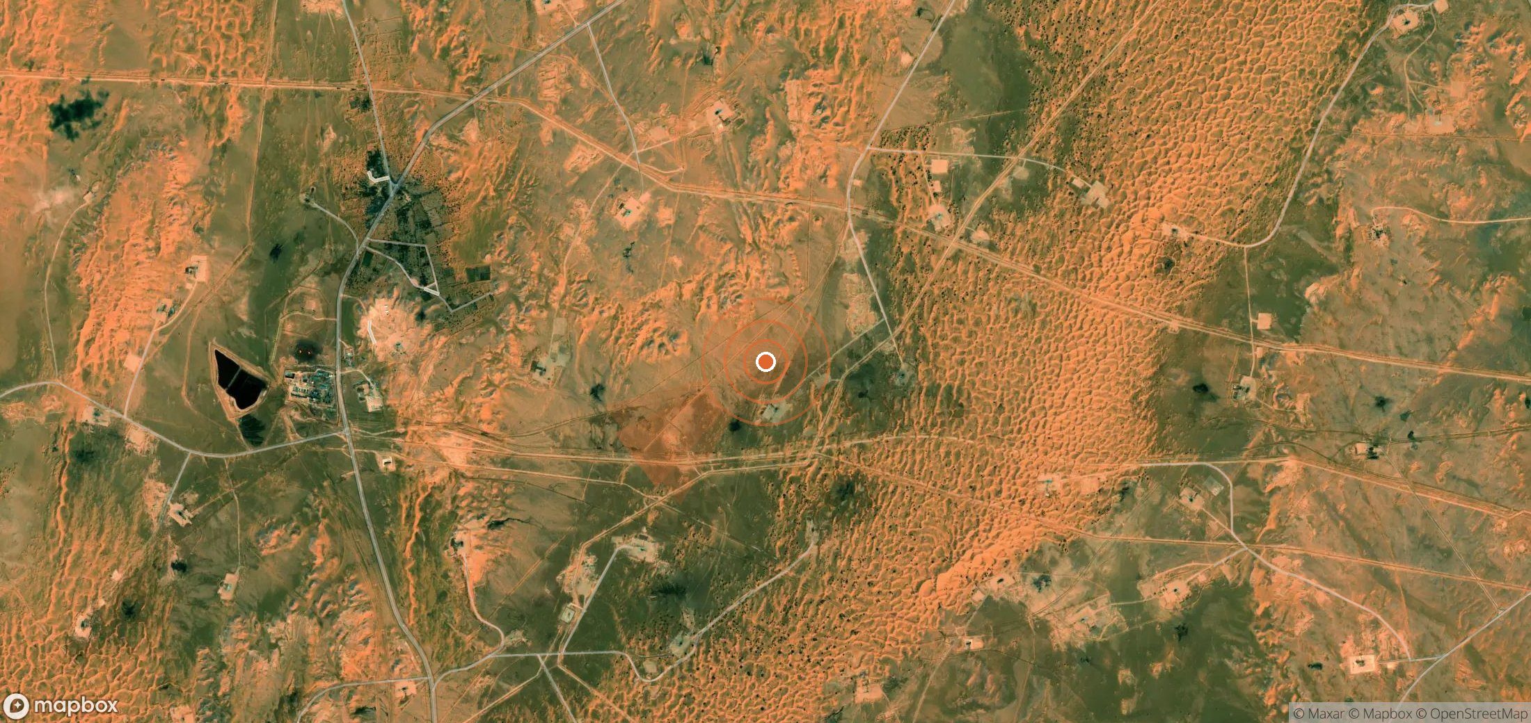 Satellite map of methane plume locations in Algeria