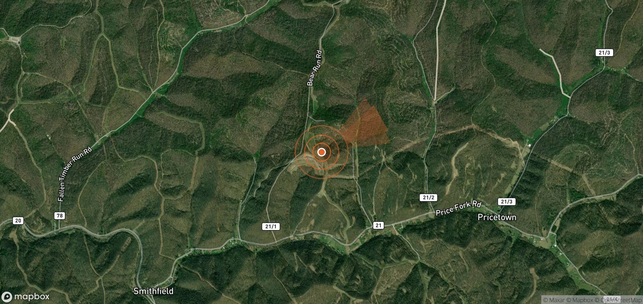 Satellite map of methane plume locations in United States