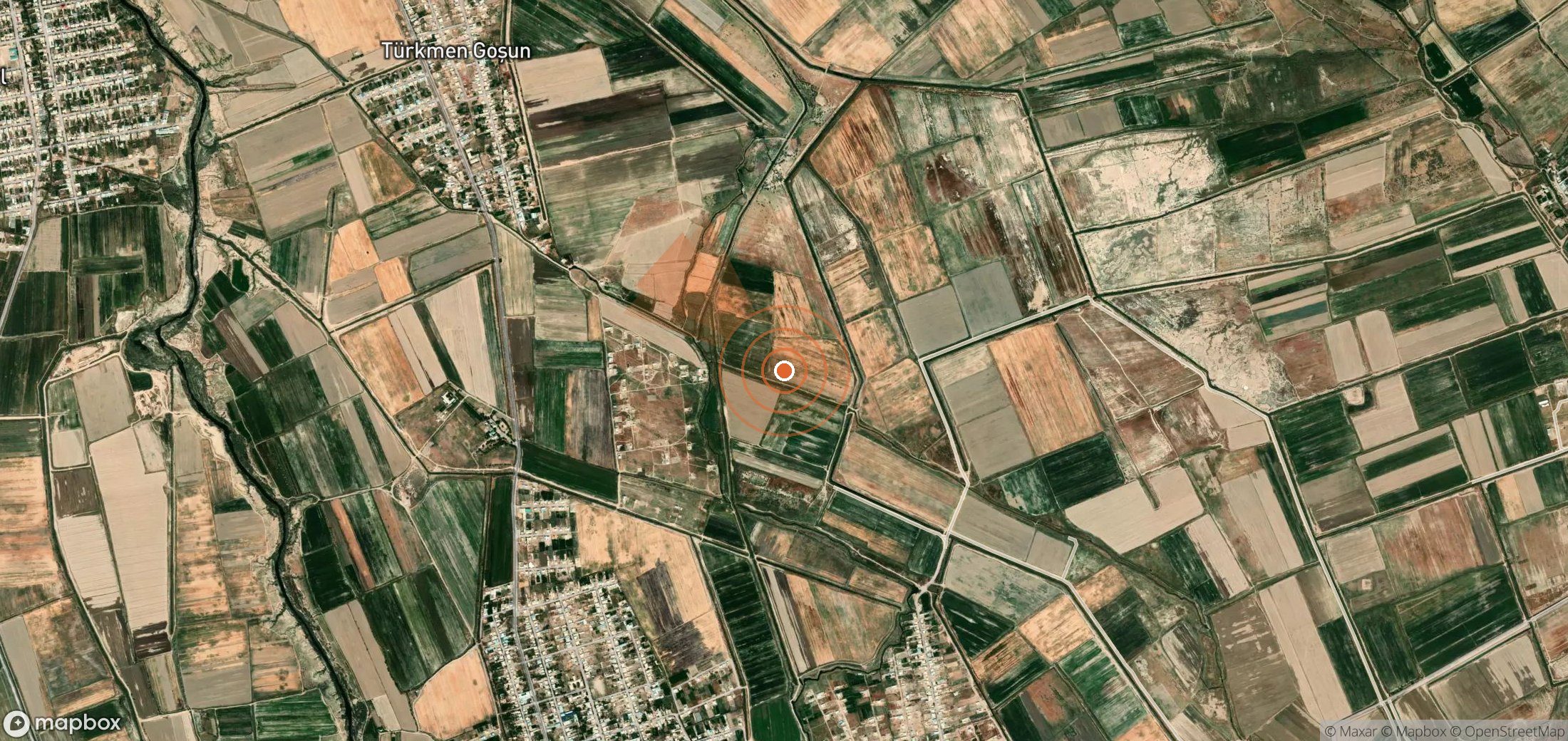 Satellite map of methane plume locations in Turkmenistan