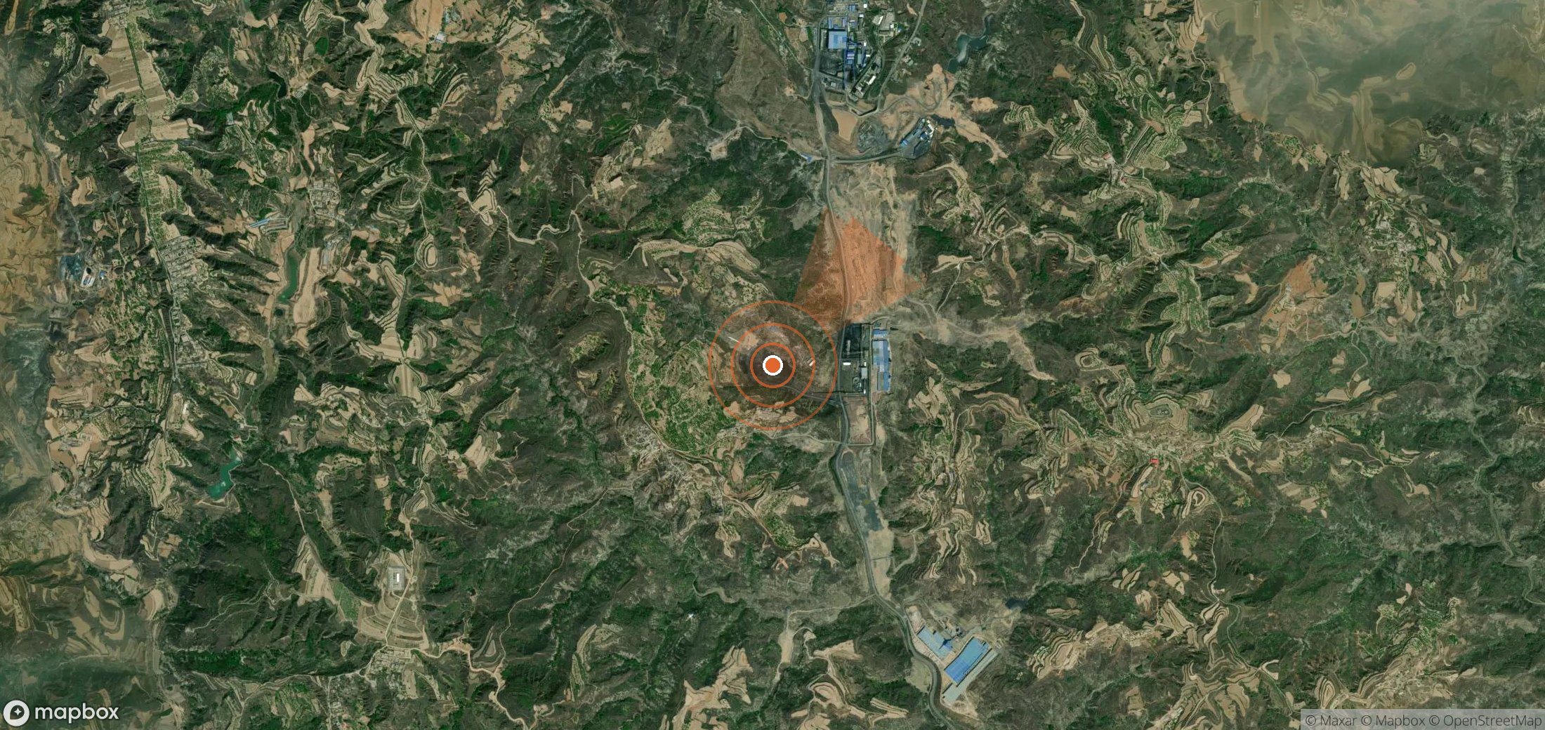 Satellite map of methane plume locations in China