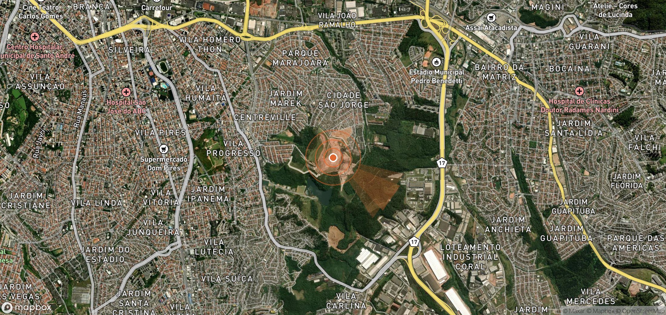 Satellite map of methane plume locations in Brazil
