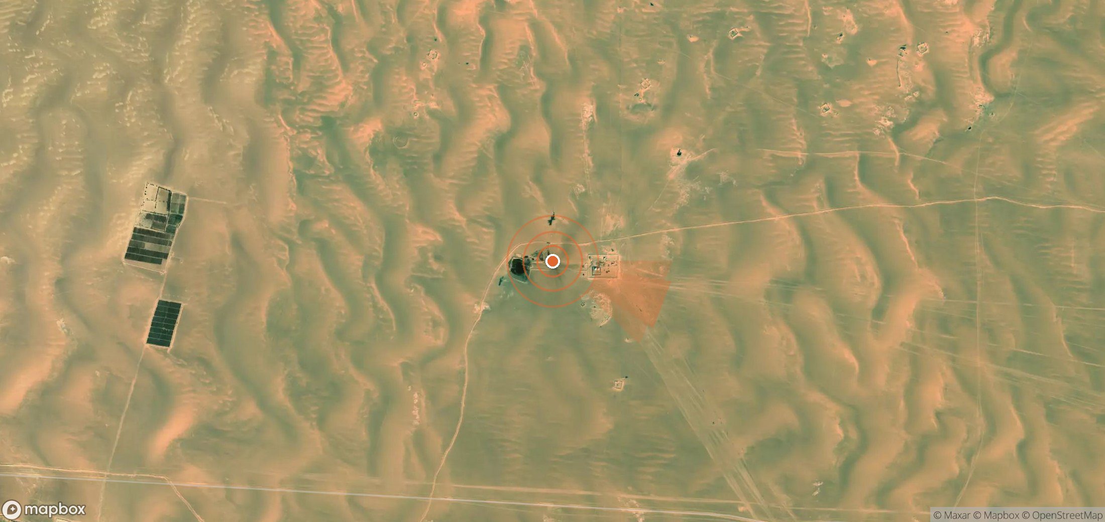 Satellite map of methane plume locations in Libya