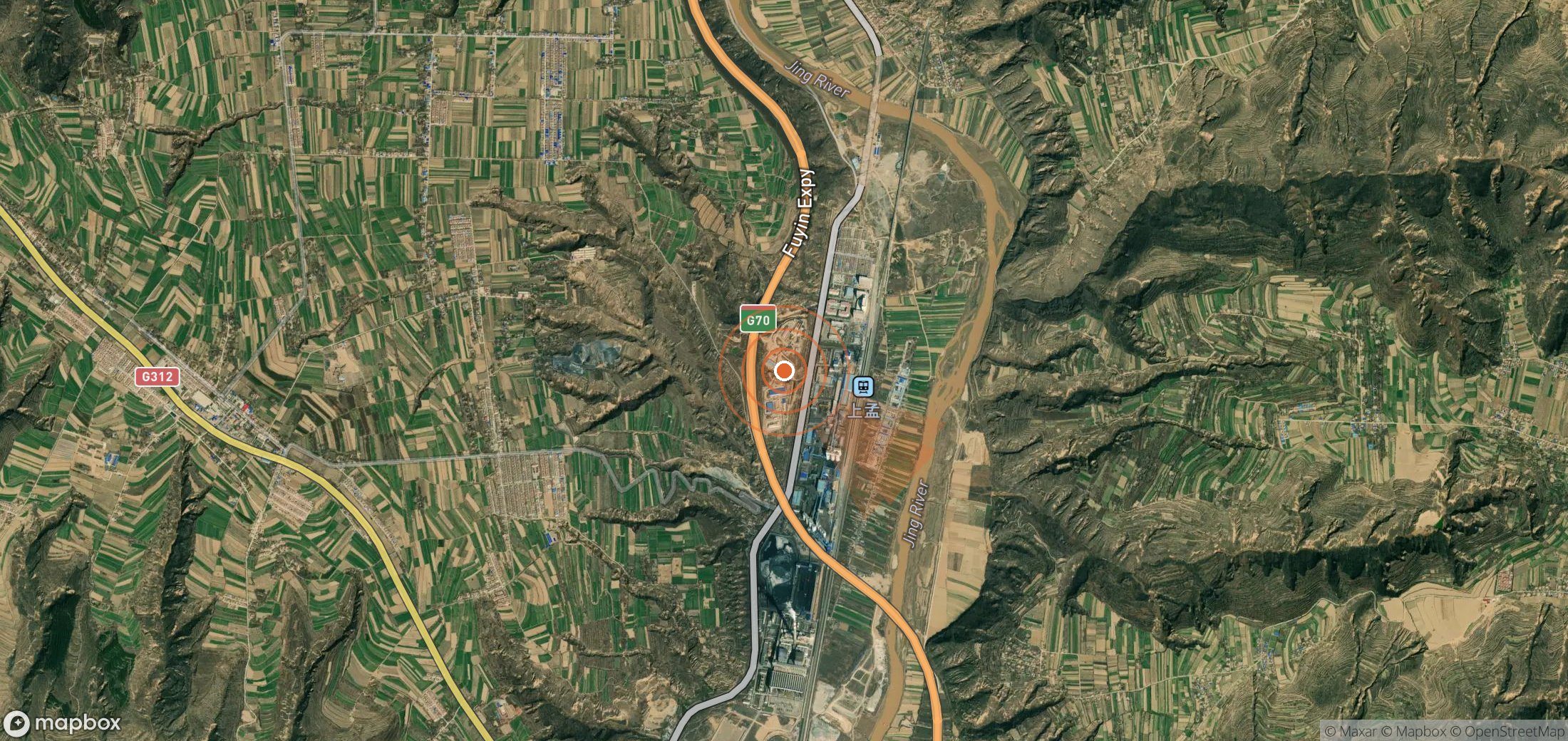 Mapa satelital de plumas de metano en China