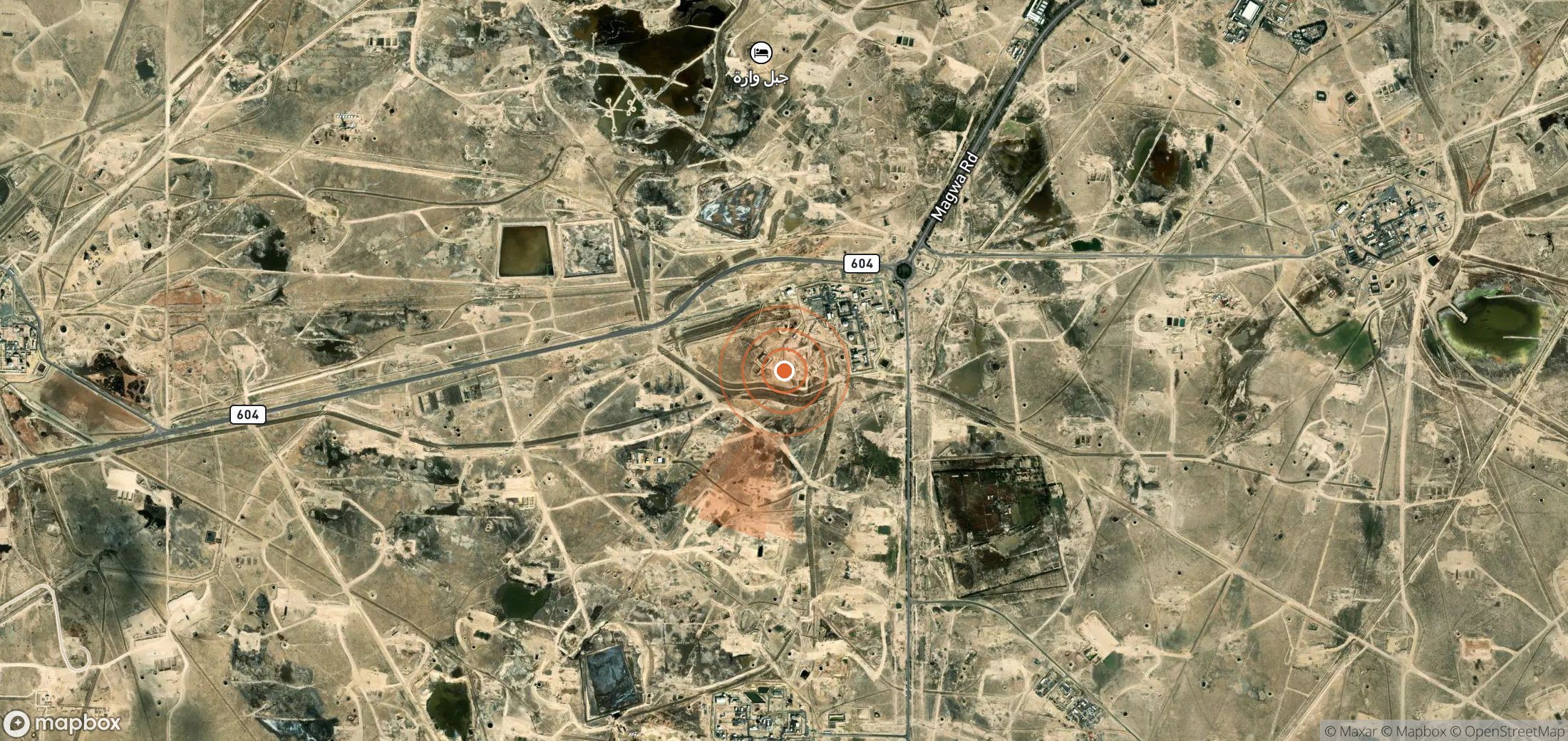 Satellite map of methane plume locations in Kuwait