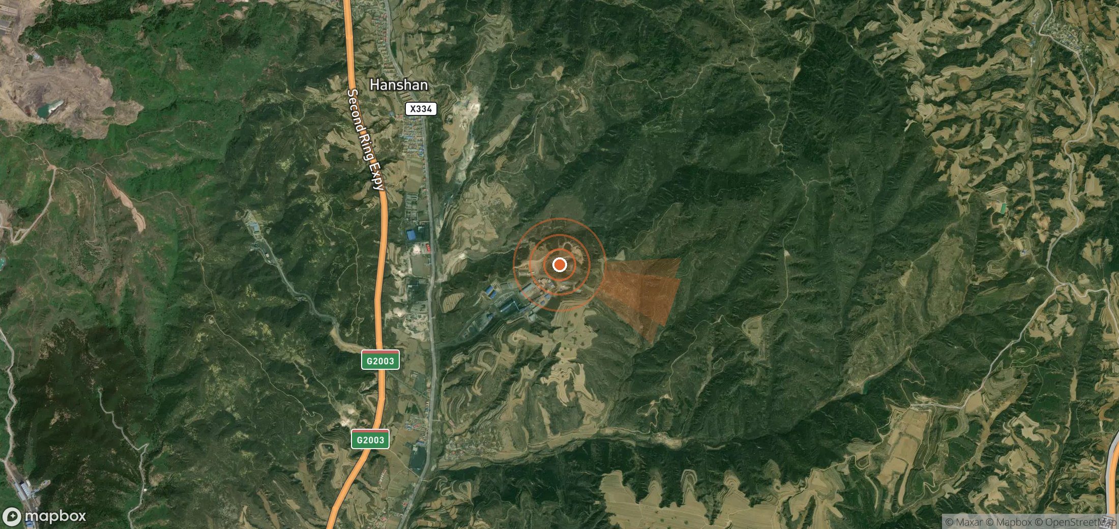 Satellite map of methane plume locations in China