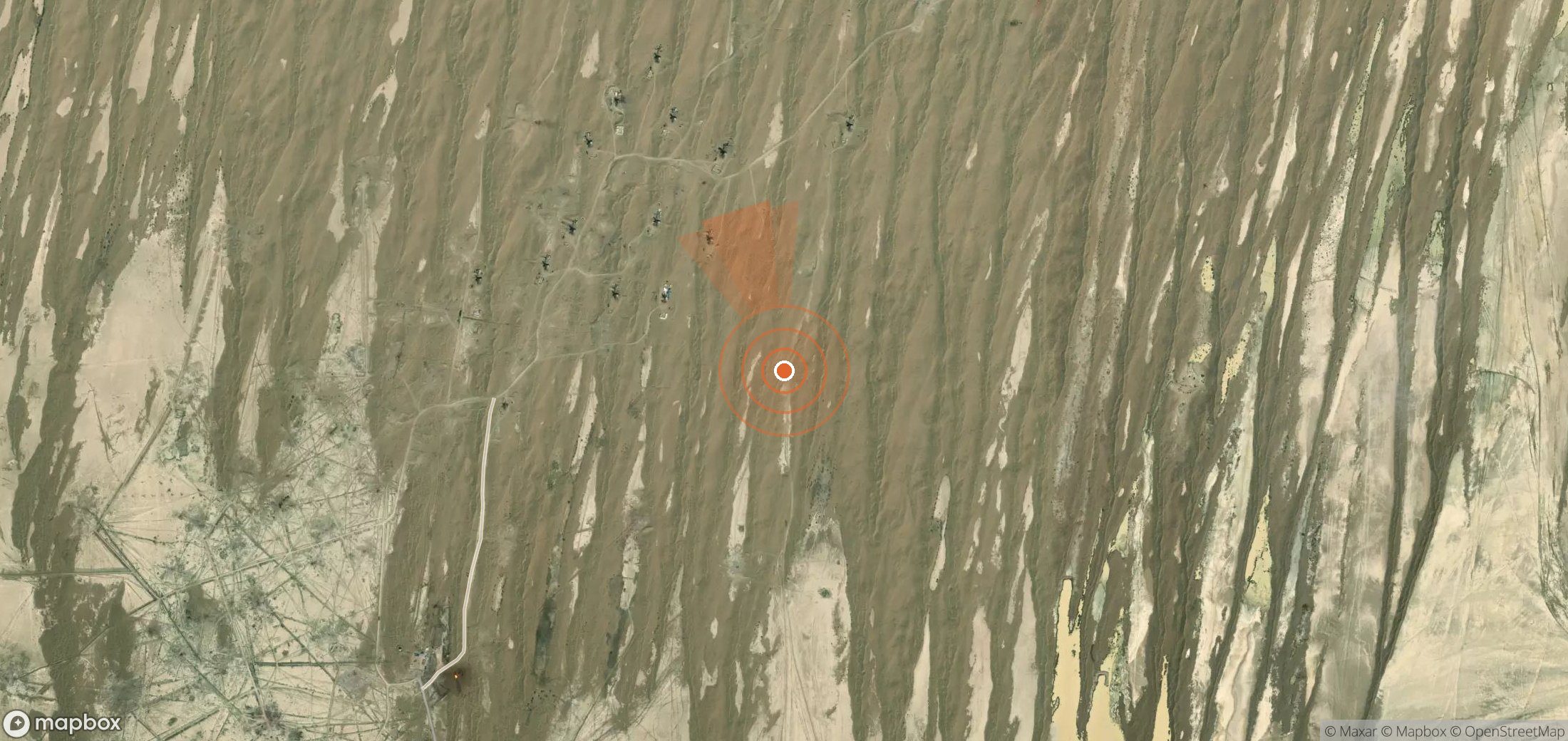 Satellite map of methane plume locations in Turkmenistan